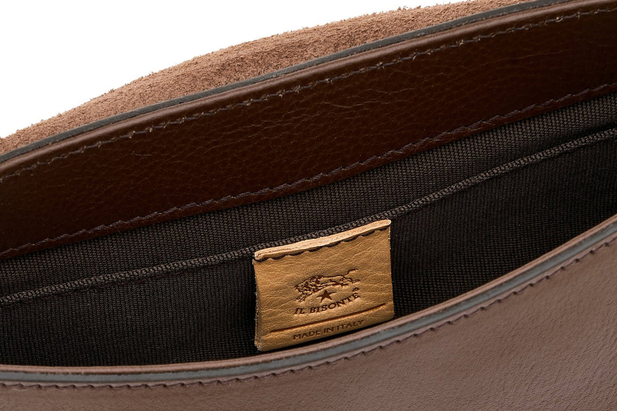 Lässig elegante Schulter- und Crossbody Satteltasche aus braunem Naturleder - Archivio