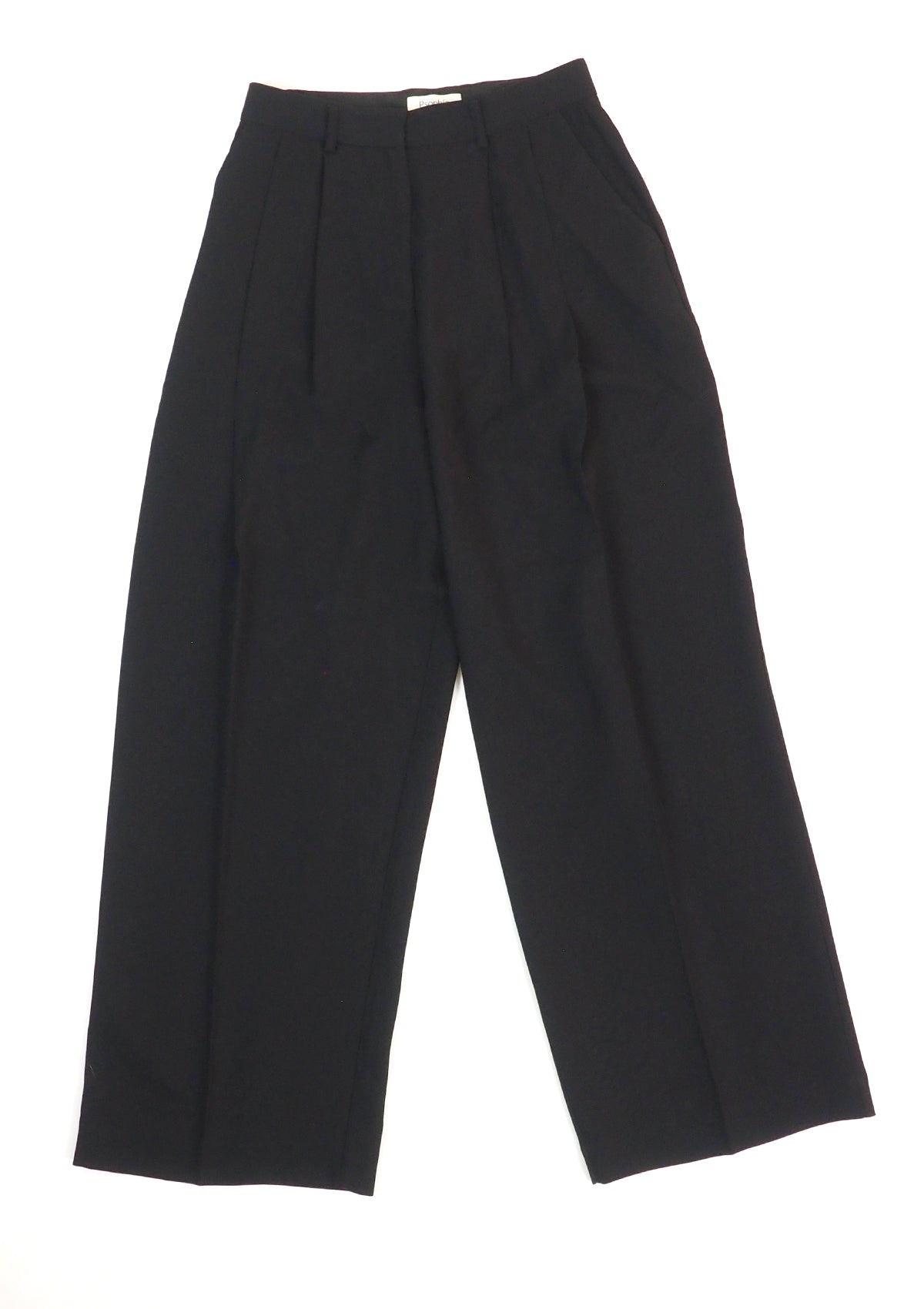 Fließend geschnittene schwarze Damenhose im Marlene-Stil aus Mischfaser