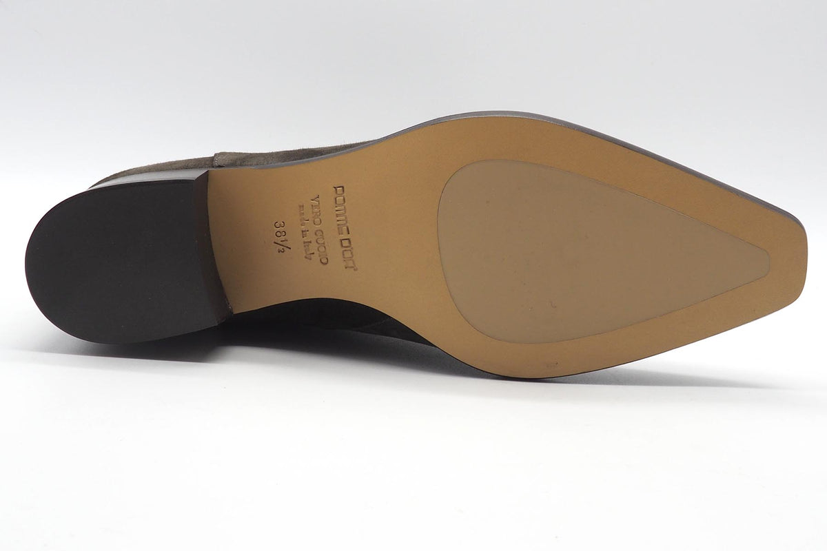 Damen Stiefelette aus softem Velours in Braun - feine Karreeform - 4 cm Absatz