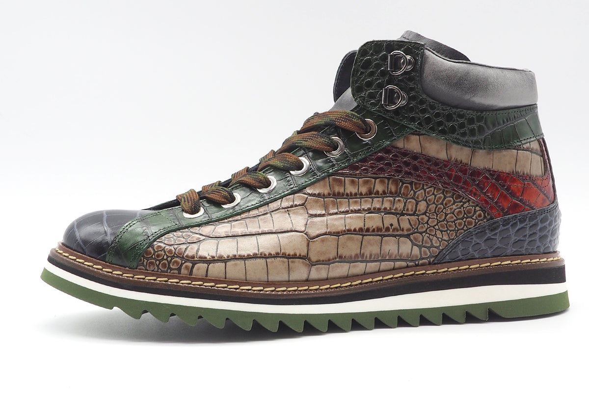Lässiger Herren Hightop-Sneaker aus geprägtem Leder in Multicolor