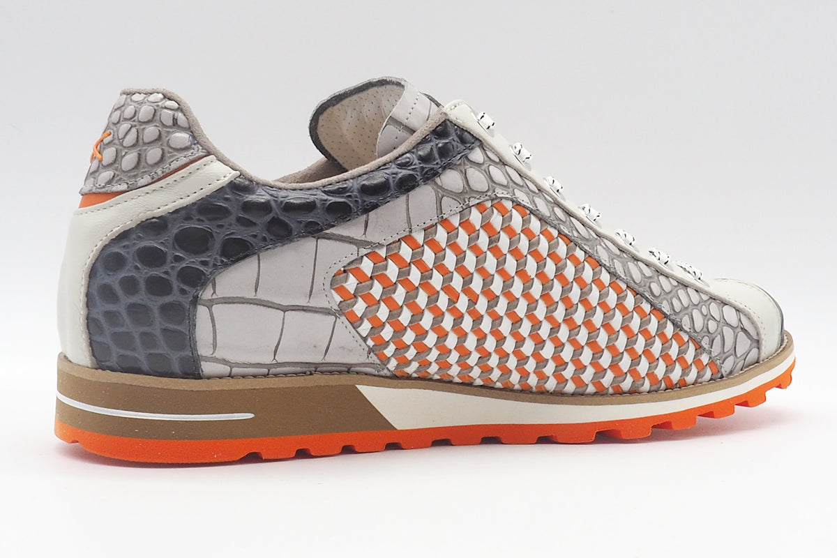 Herren Sneaker aus mehrfarbigem Leder & Hand geflochtenem Einsatz