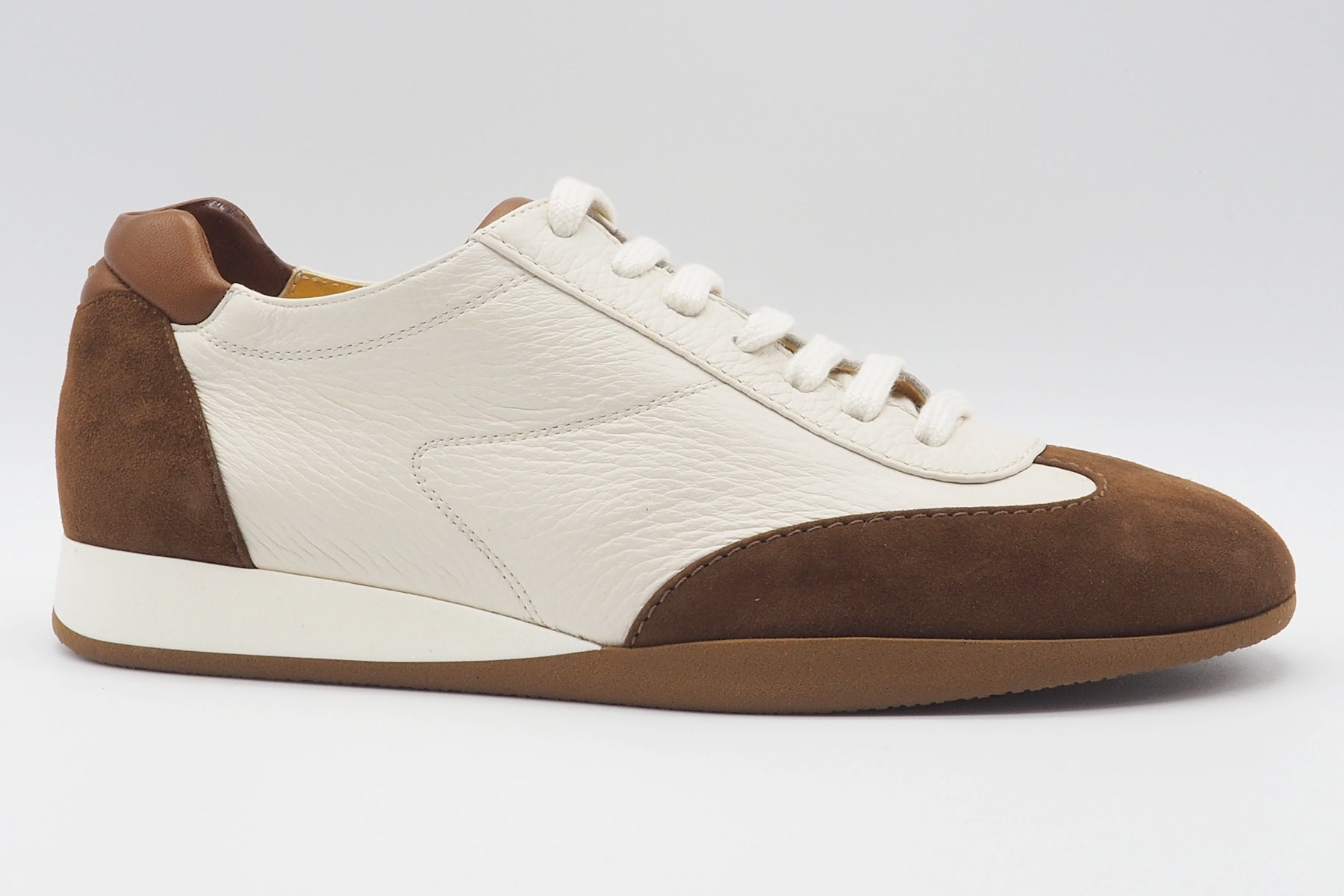 Softer Damen Sneaker aus Velours & Hirschleder in Creme & Braun