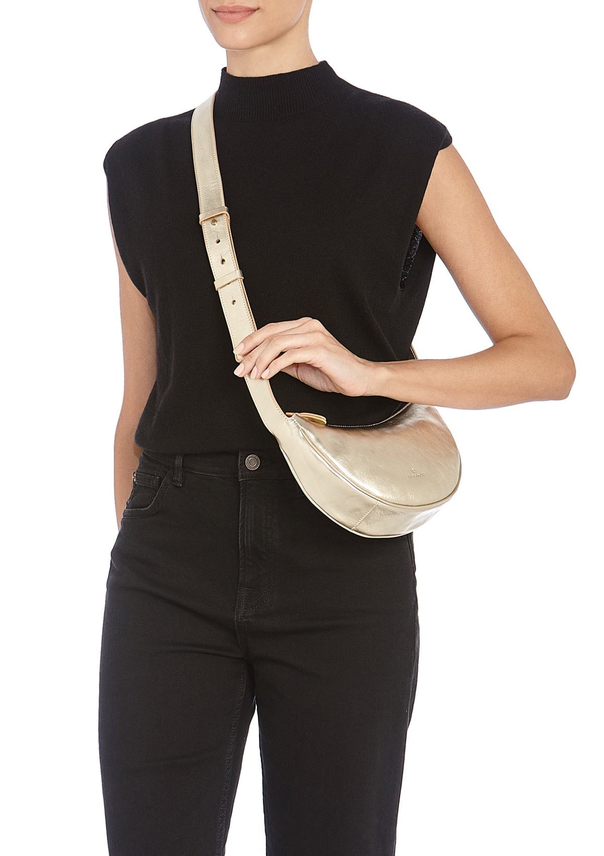 Bodybag Umhängetasche aus Leder in Platin - Hobo Oliveta Taschen Crossbody & Schultertasche Il Bisonte