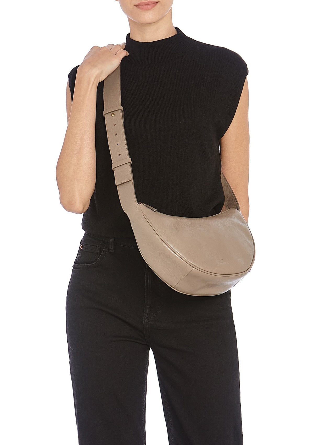 Bodybag Umhängetasche aus Leder in Topegrau - Hobo Oliveta Taschen Crossbody & Schultertasche Il Bisonte