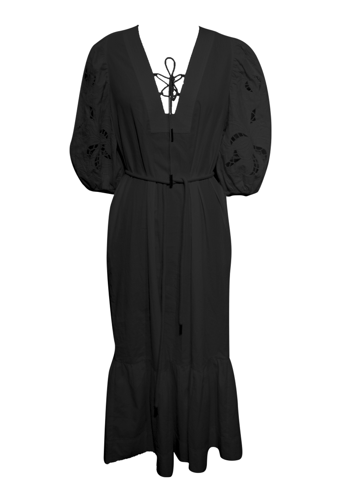 Boho Damen Sommerkleid in Schwarz mit Lochstickerei - Istanbul Damen Kleid Scarlett Poppies