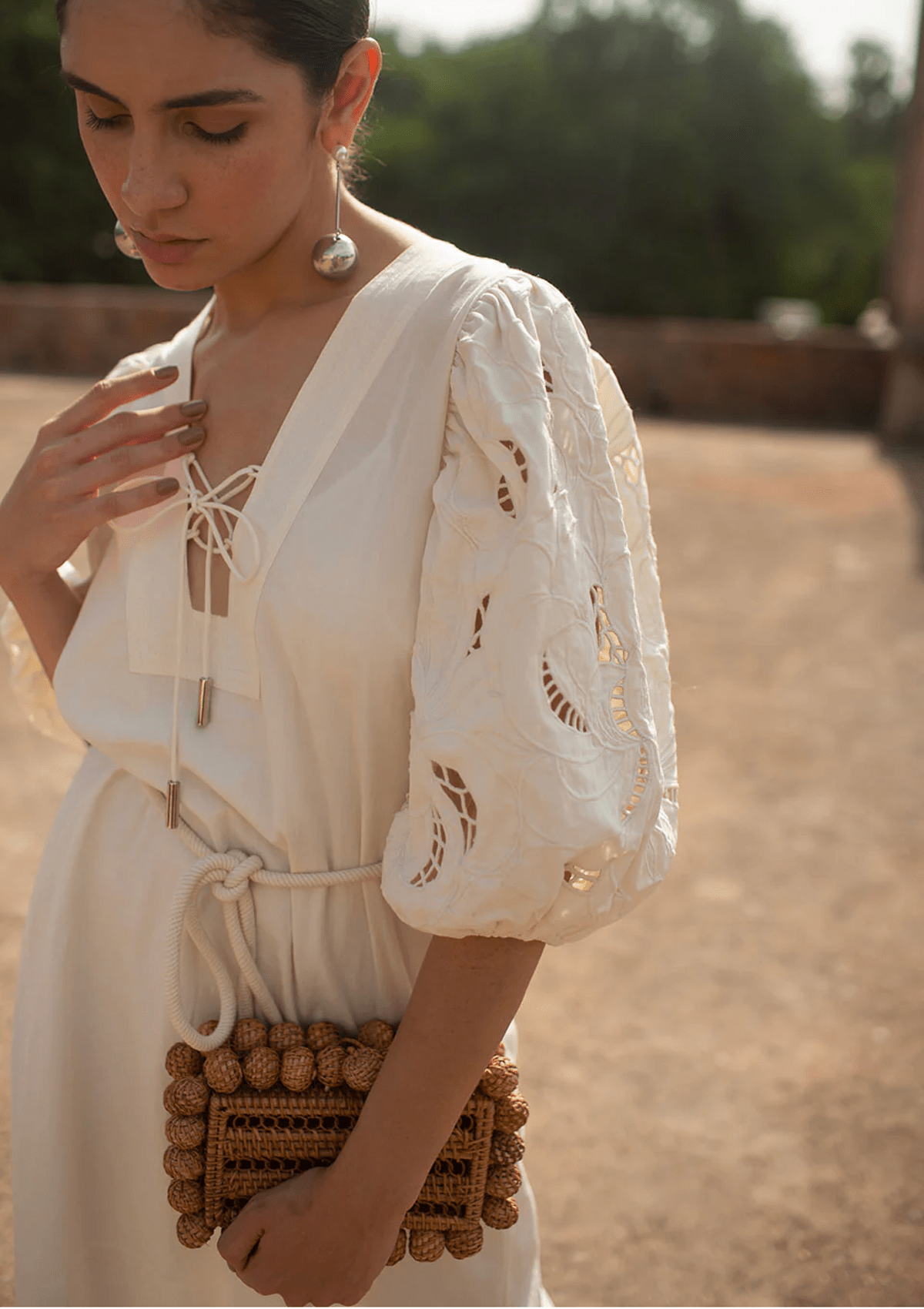 Boho Damen Sommerkleid in Vanilla mit Lochstickerei - Istanbul Damen Kleid Scarlett Poppies