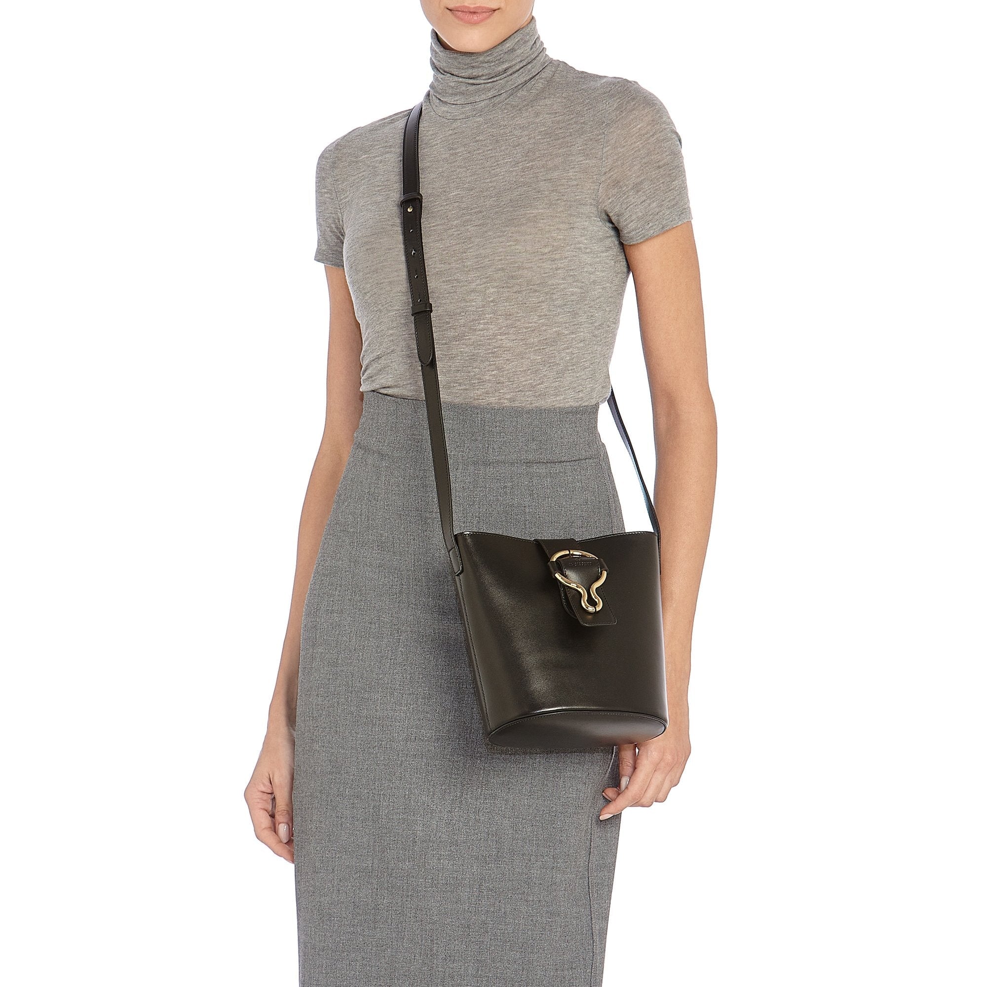 Bucketbag mit goldener Schnalle in Schwarz - Olimpia Taschen Beuteltasche Il Bisonte