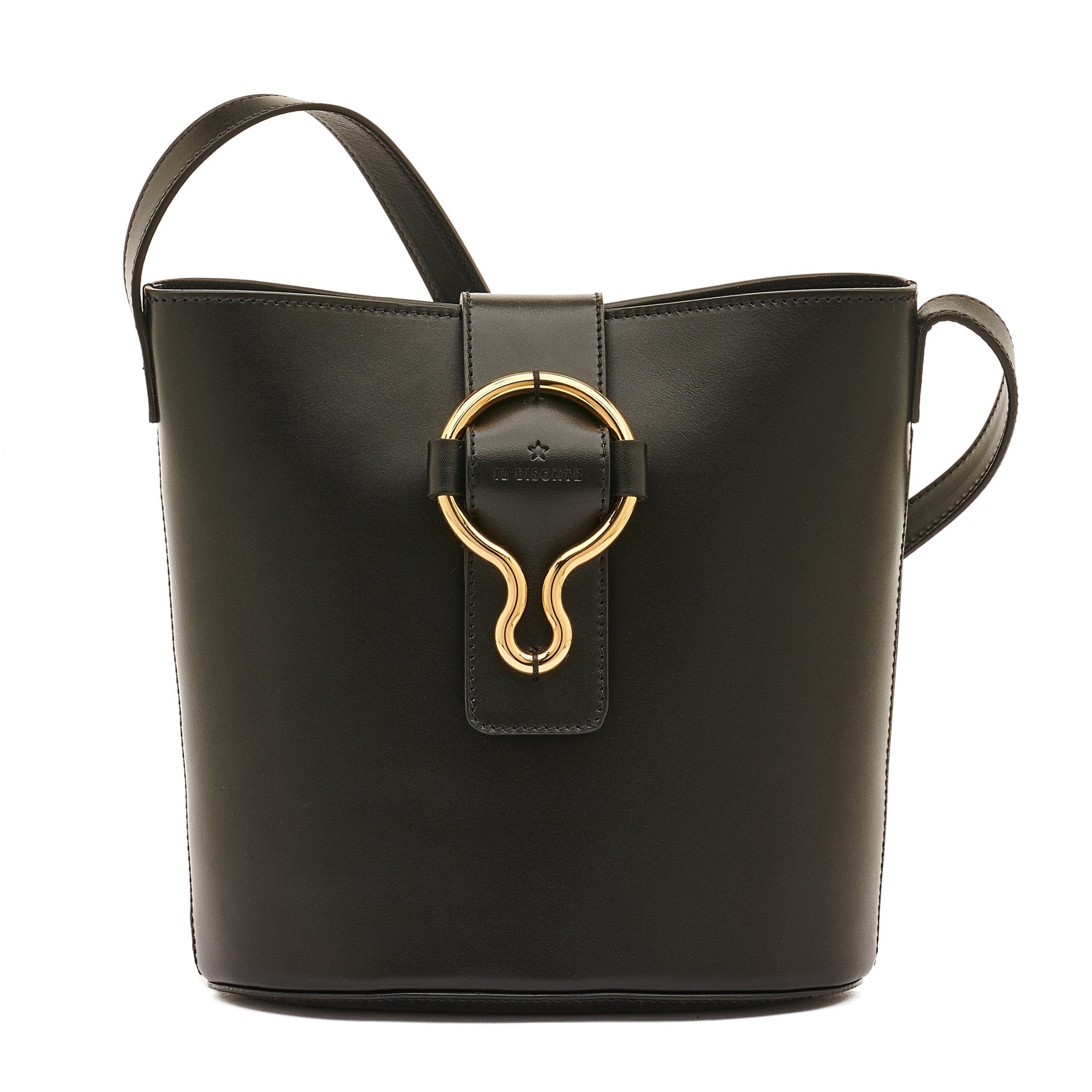 Bucketbag mit goldener Schnalle in Schwarz - Olimpia Taschen Beuteltasche Il Bisonte
