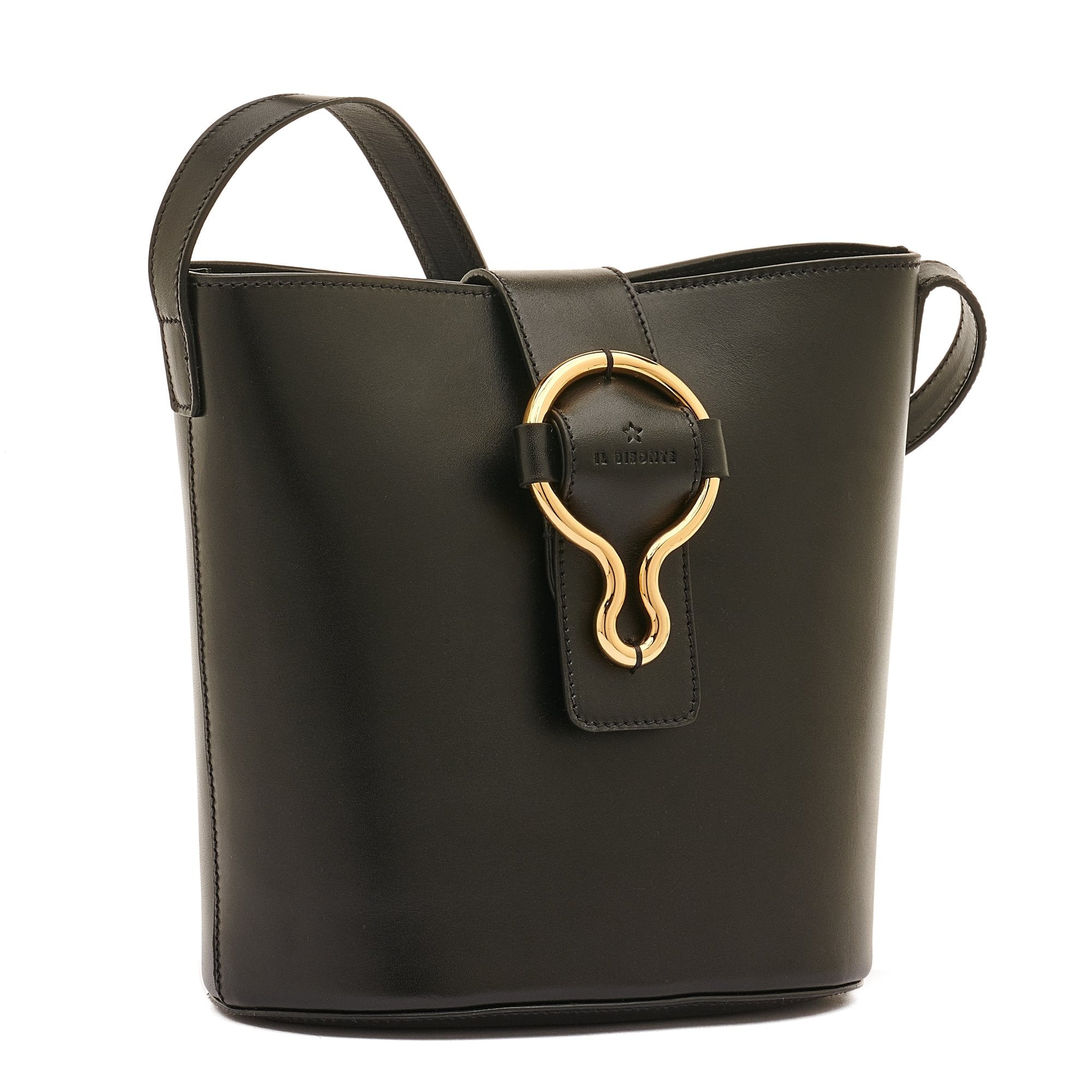 Bucketbag mit goldener Schnalle in Schwarz - Olimpia Taschen Beuteltasche Il Bisonte