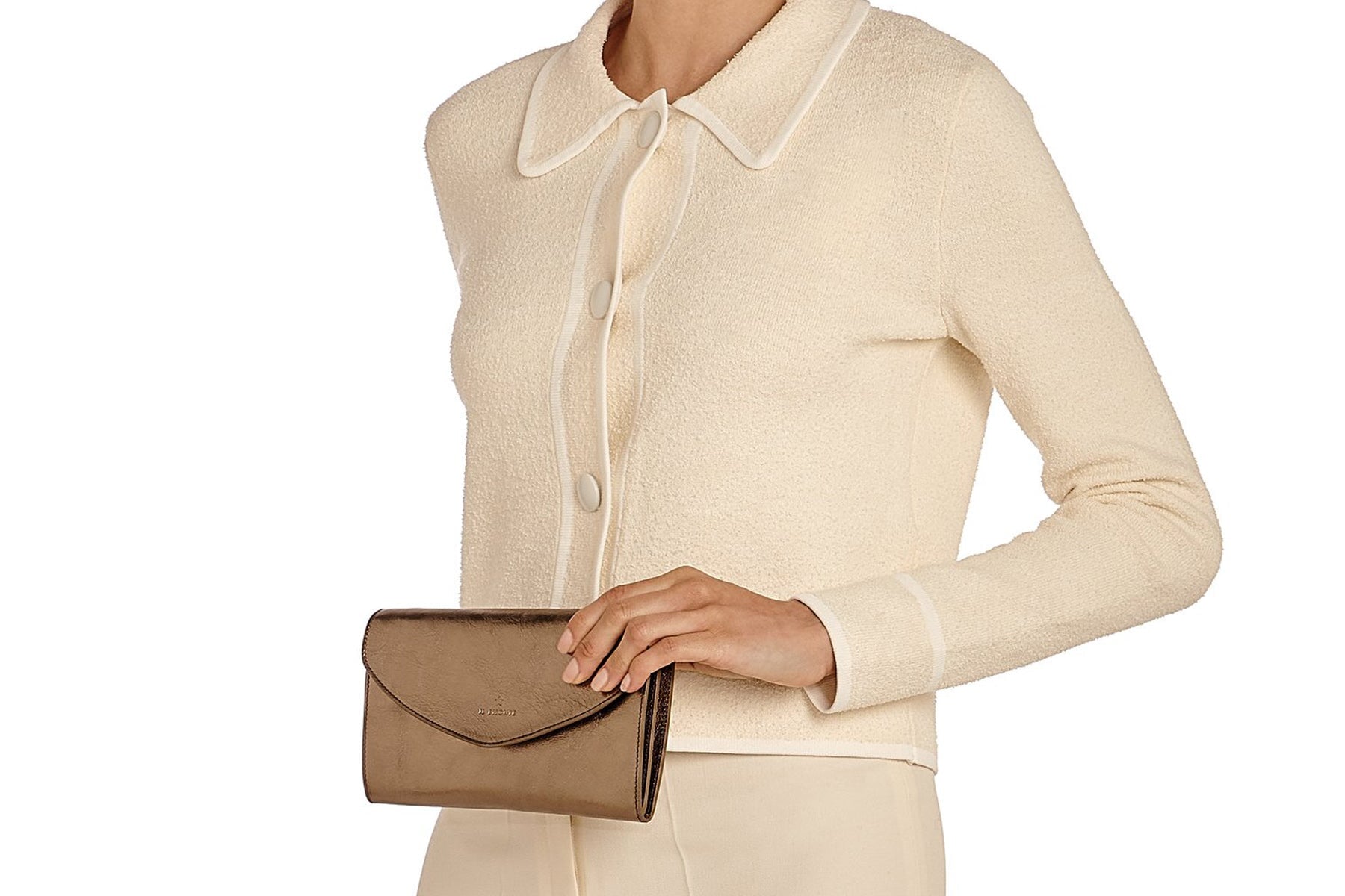 Clutch zum Umhängen aus Metallicleder in Bronze Taschen Clutches Il Bisonte