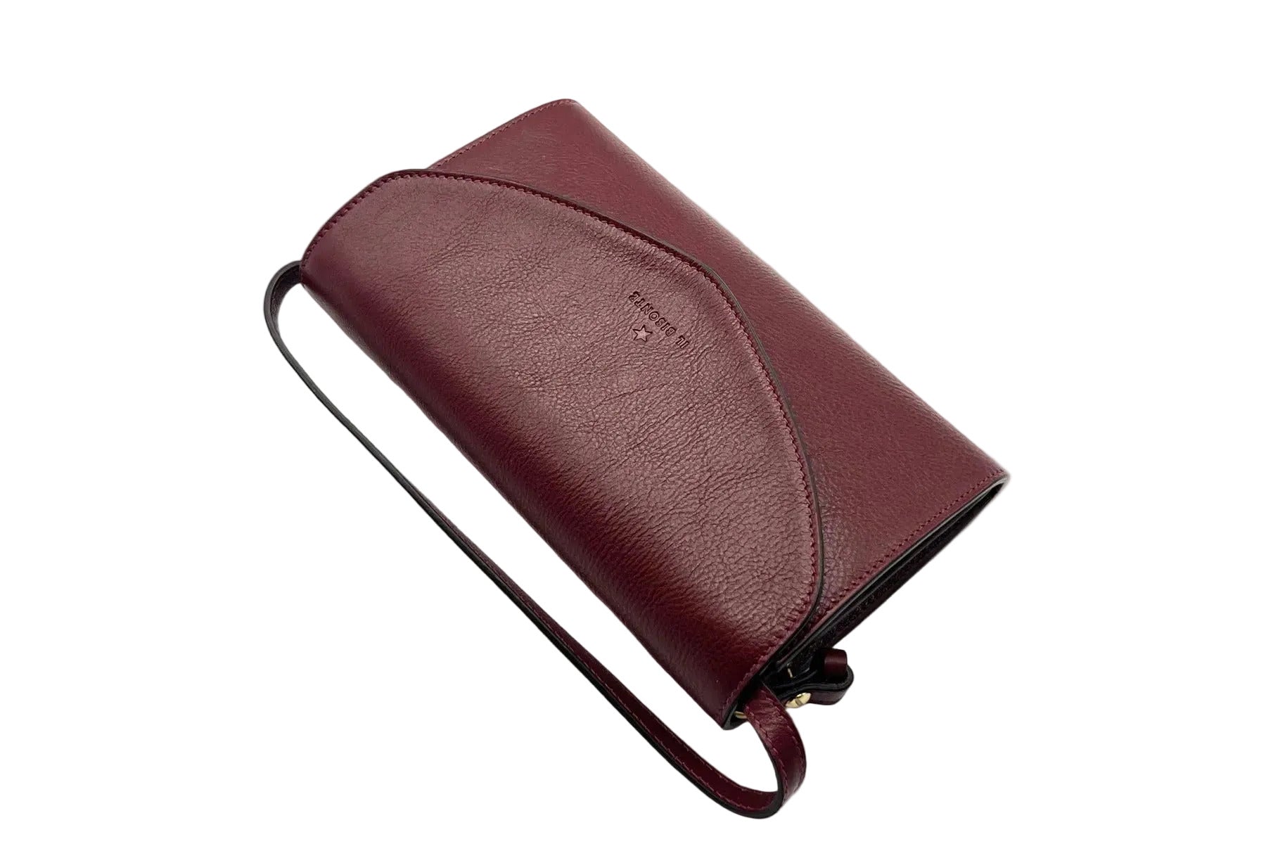 Clutch zum Umhängen aus Naturleder in Bordeaux mit Innenfächern Taschen Clutches Il Bisonte