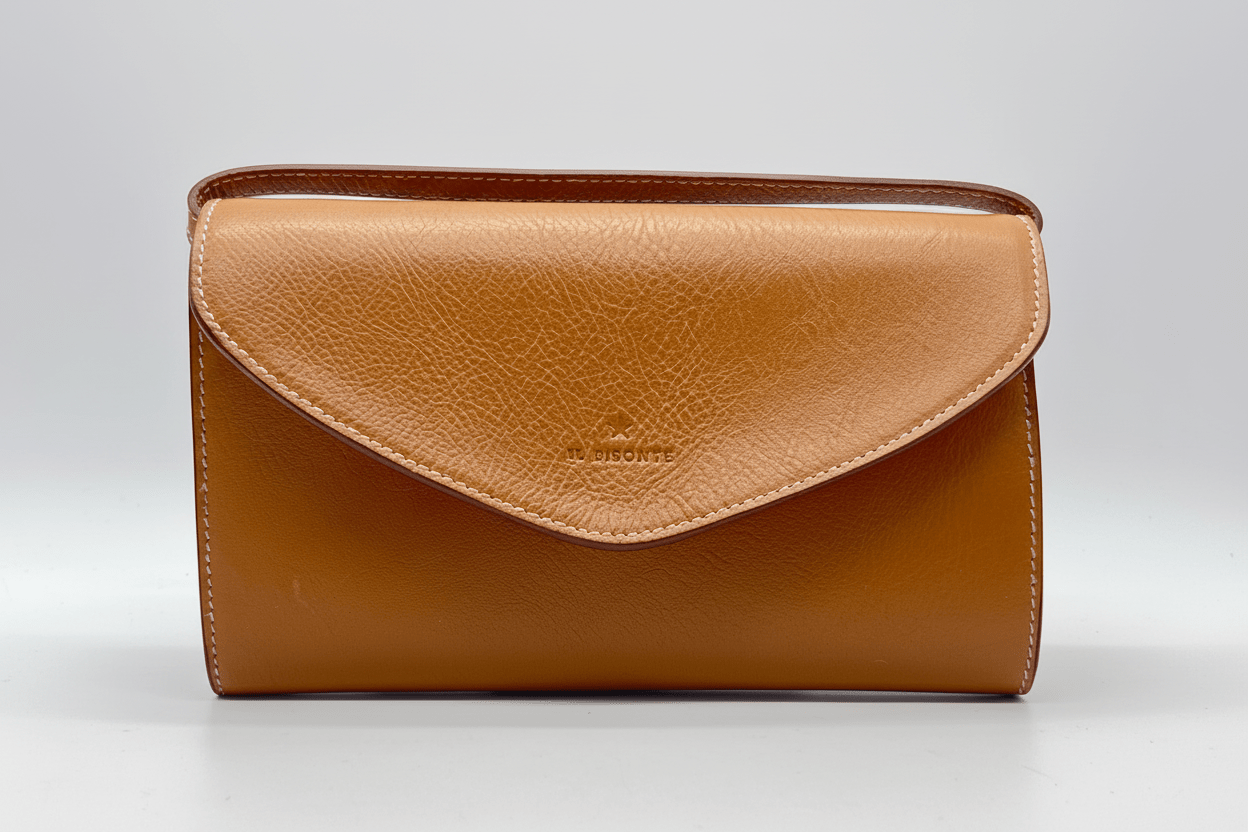 Clutch zum Umhängen aus Naturleder in Hellbraun mit Innenfächern Taschen Clutches Il Bisonte
