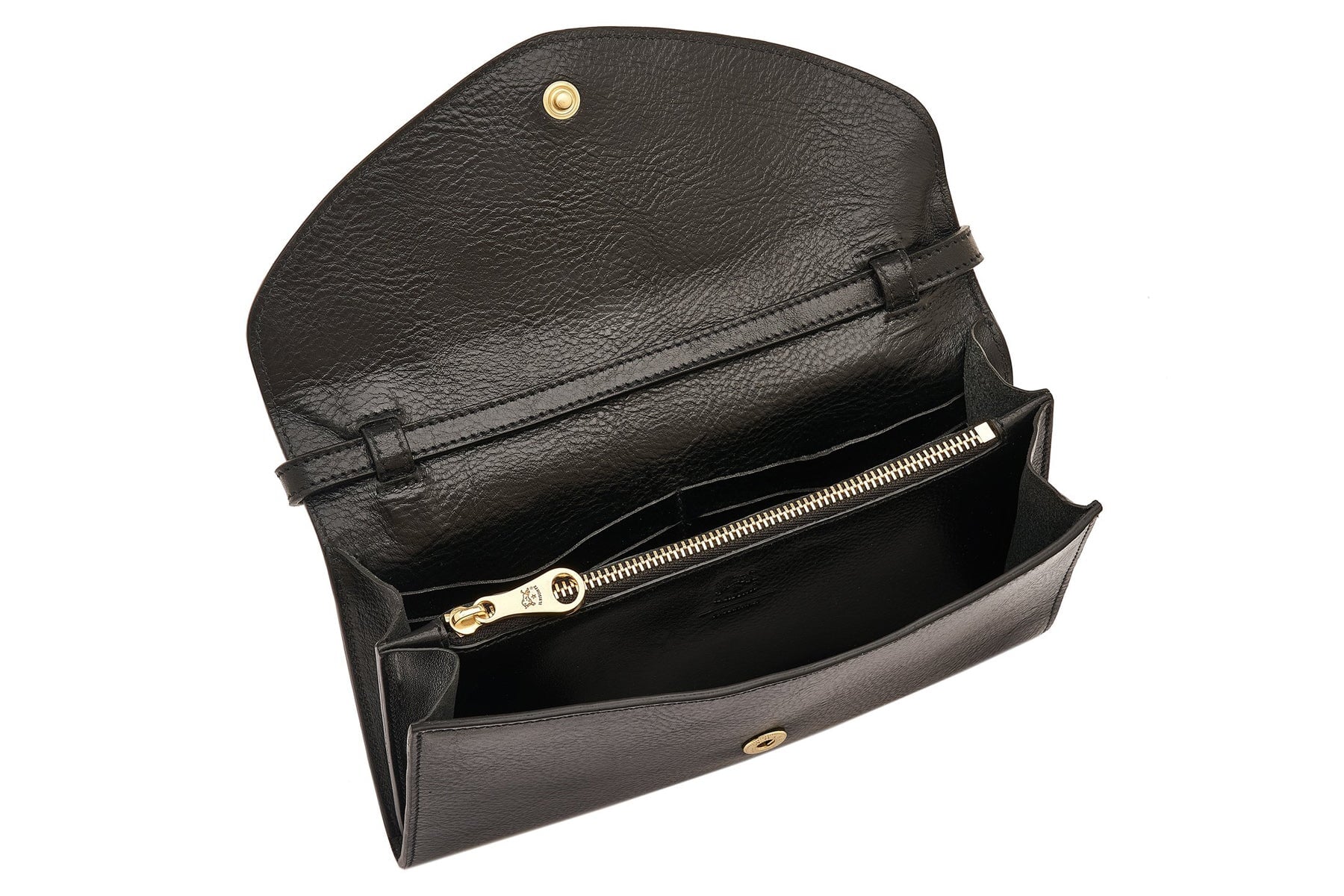 Clutch zum Umhängen aus Vacchettaleder - Silber beschichtet - COWHIDE Taschen Clutches Il Bisonte