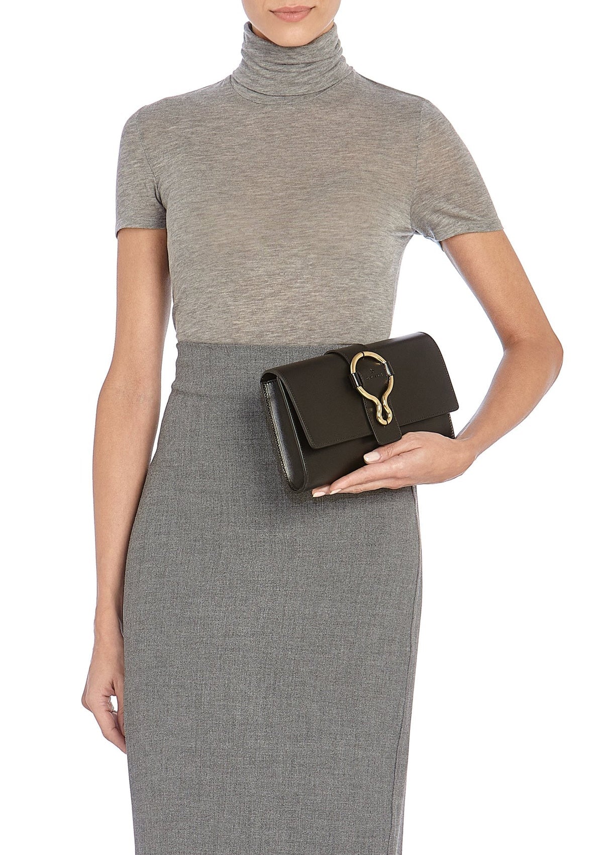 Clutchbag mit goldener Schnalle in Schwarz - Olimpia Taschen Clutches Il Bisonte