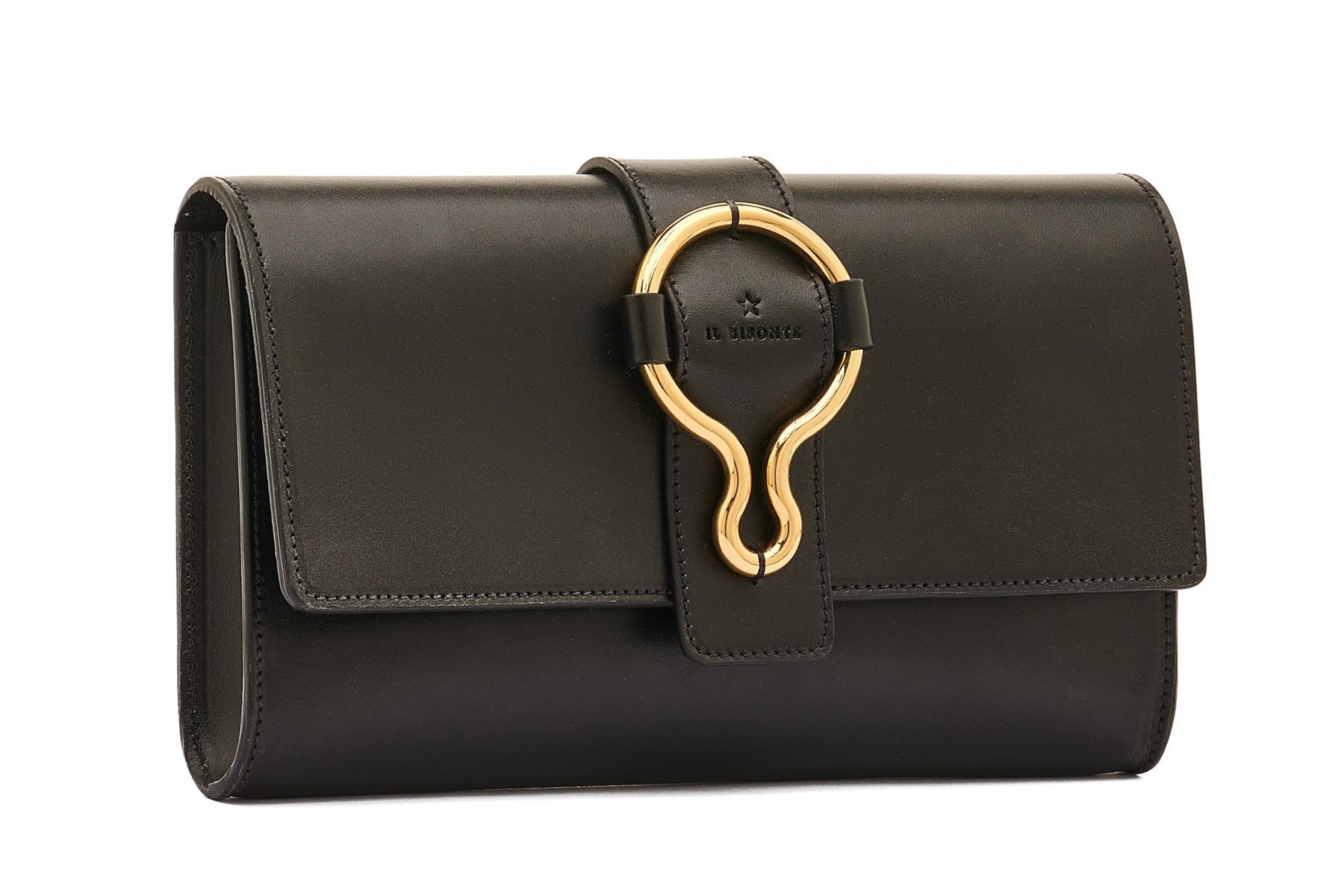 Clutchbag mit goldener Schnalle in Schwarz - Olimpia Taschen Clutches Il Bisonte