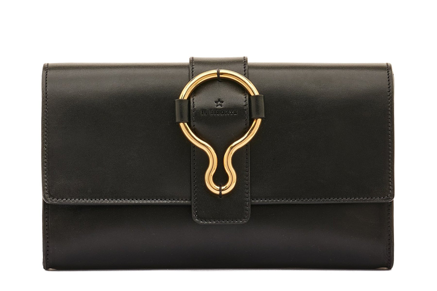 Clutchbag mit goldener Schnalle in Schwarz - Olimpia Taschen Clutches Il Bisonte