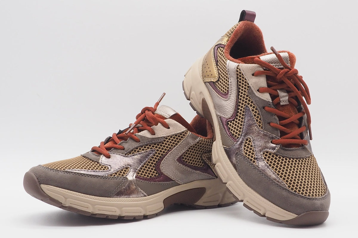 Cooler Damen Sneaker aus Veloursleder & Mesh in Braun, Bronze & Rost Damen Sneaker Gabor