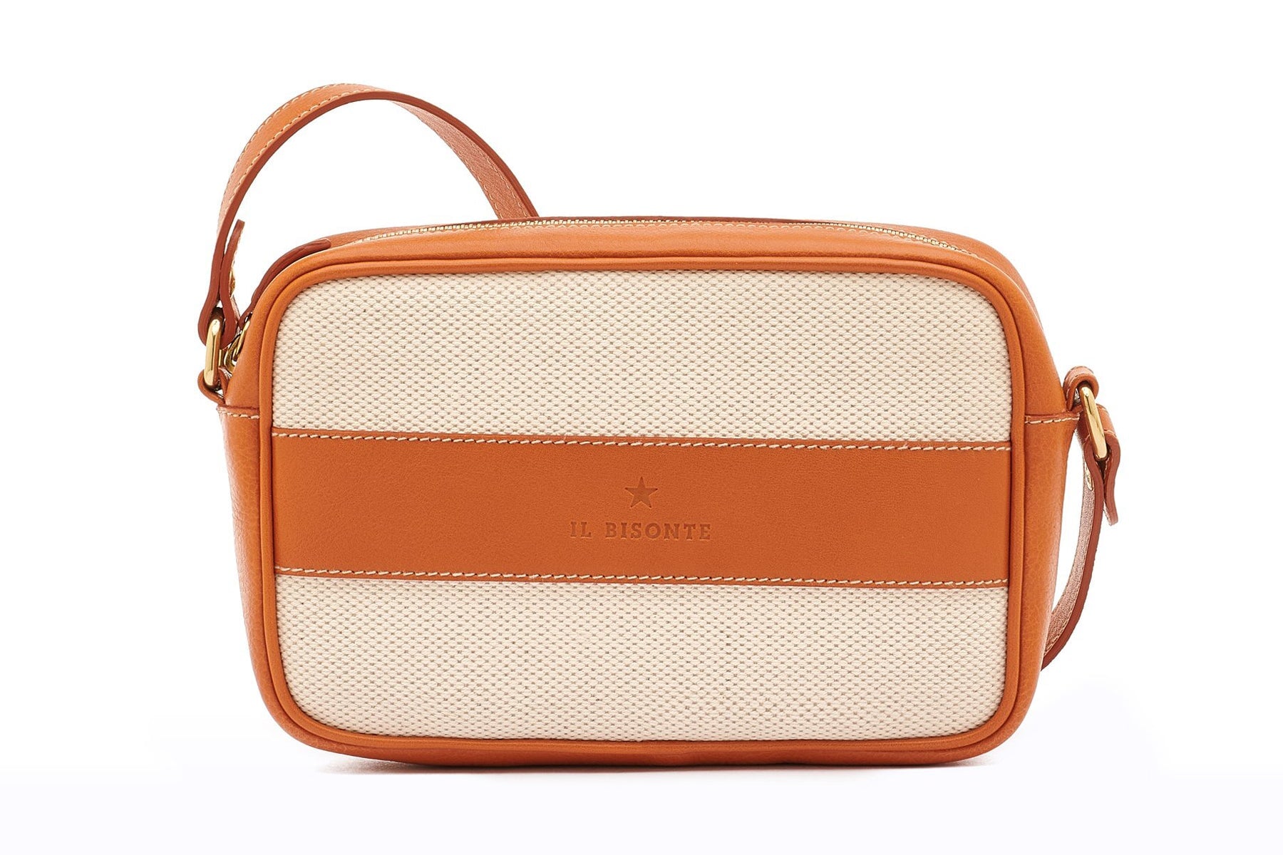 Crossbody-Tasche aus Canvas & Leder in Natural & Caramel Taschen Crossbody & Schultertaschen Il Bisonte