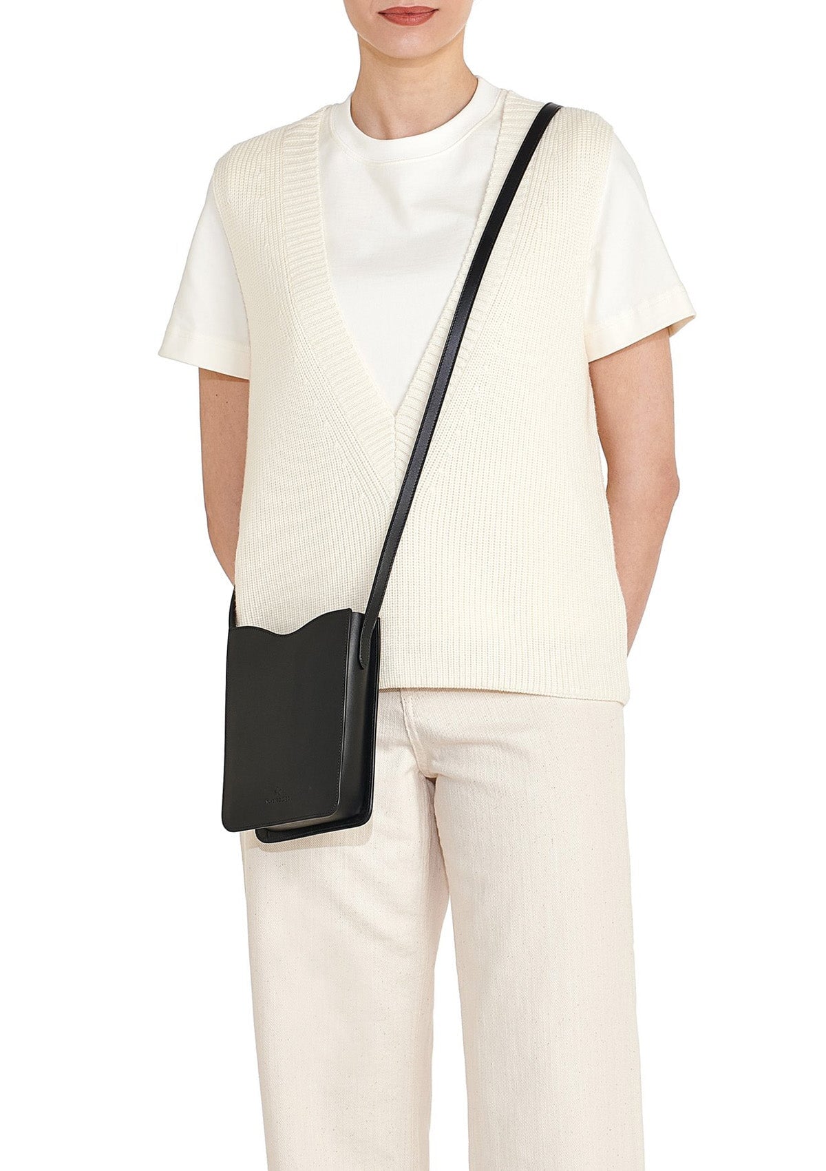 Crossbody-Tasche aus Leder in Schwarz - Roseto Taschen Crossbody & Schultertaschen Il Bisonte