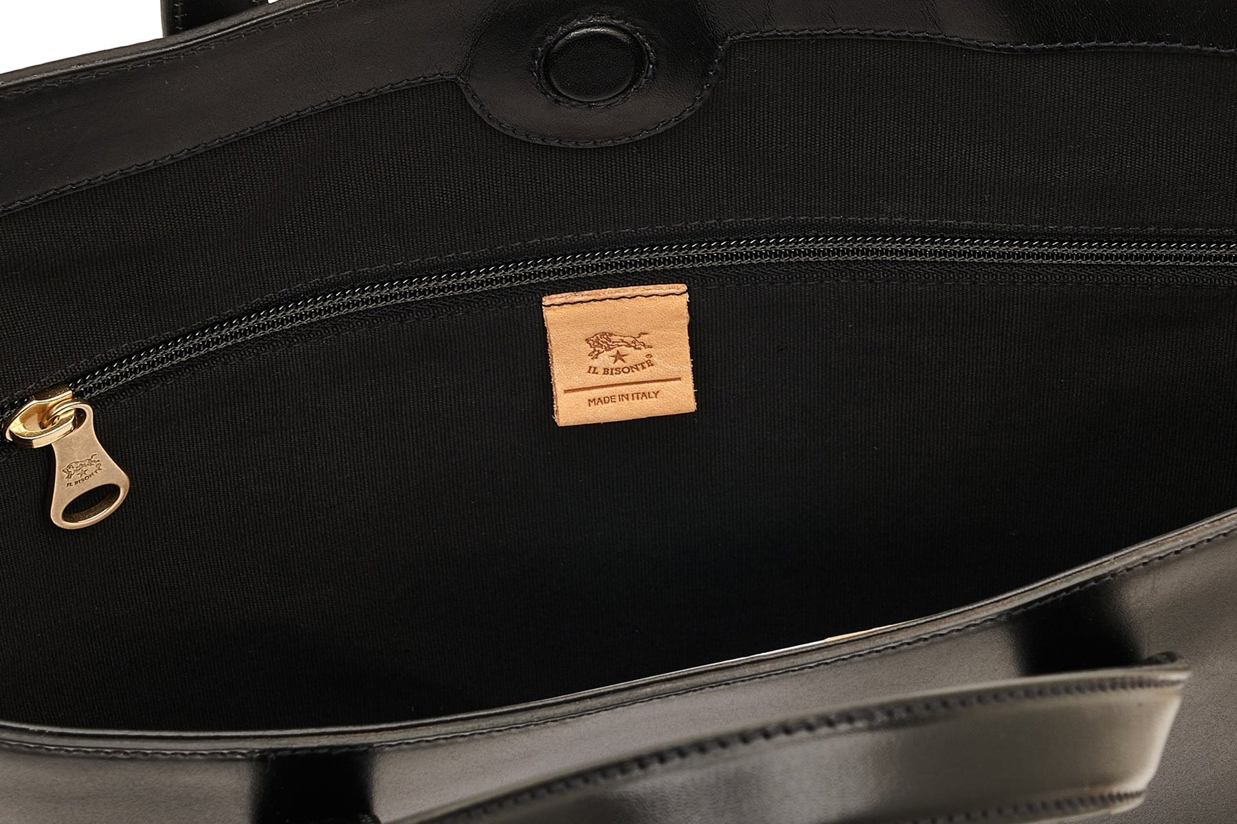 Crossbodybag mit Tragegriff aus Leder in Schwarz mit Messingring - Consuelo Taschen Crossbody & Schultertasche Il Bisonte