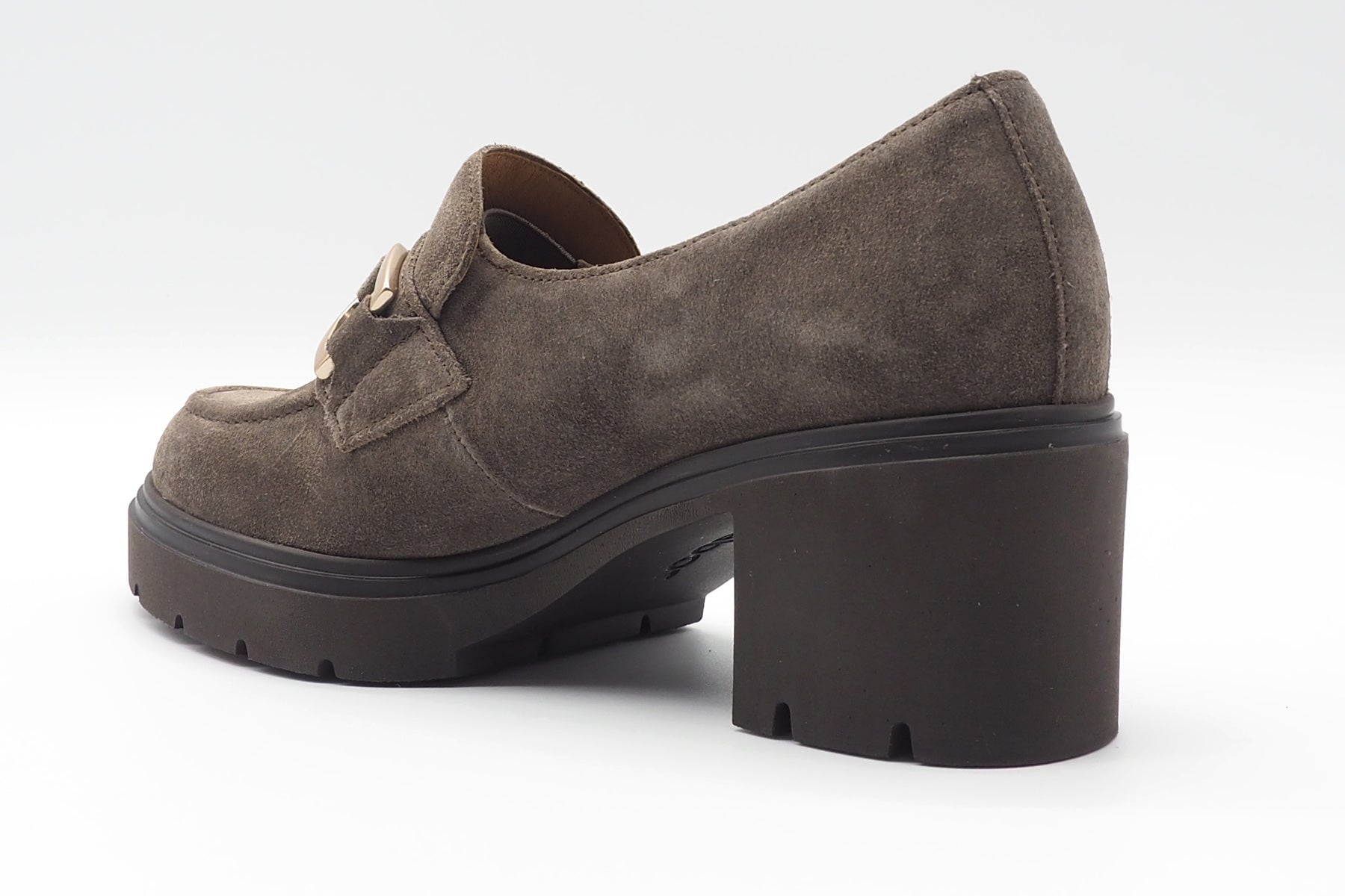 Damen Absatz-Loafer aus Veloursleder in Tope mit Spange - Absatz 5cm Damen Loafers & Schnürer Gabor