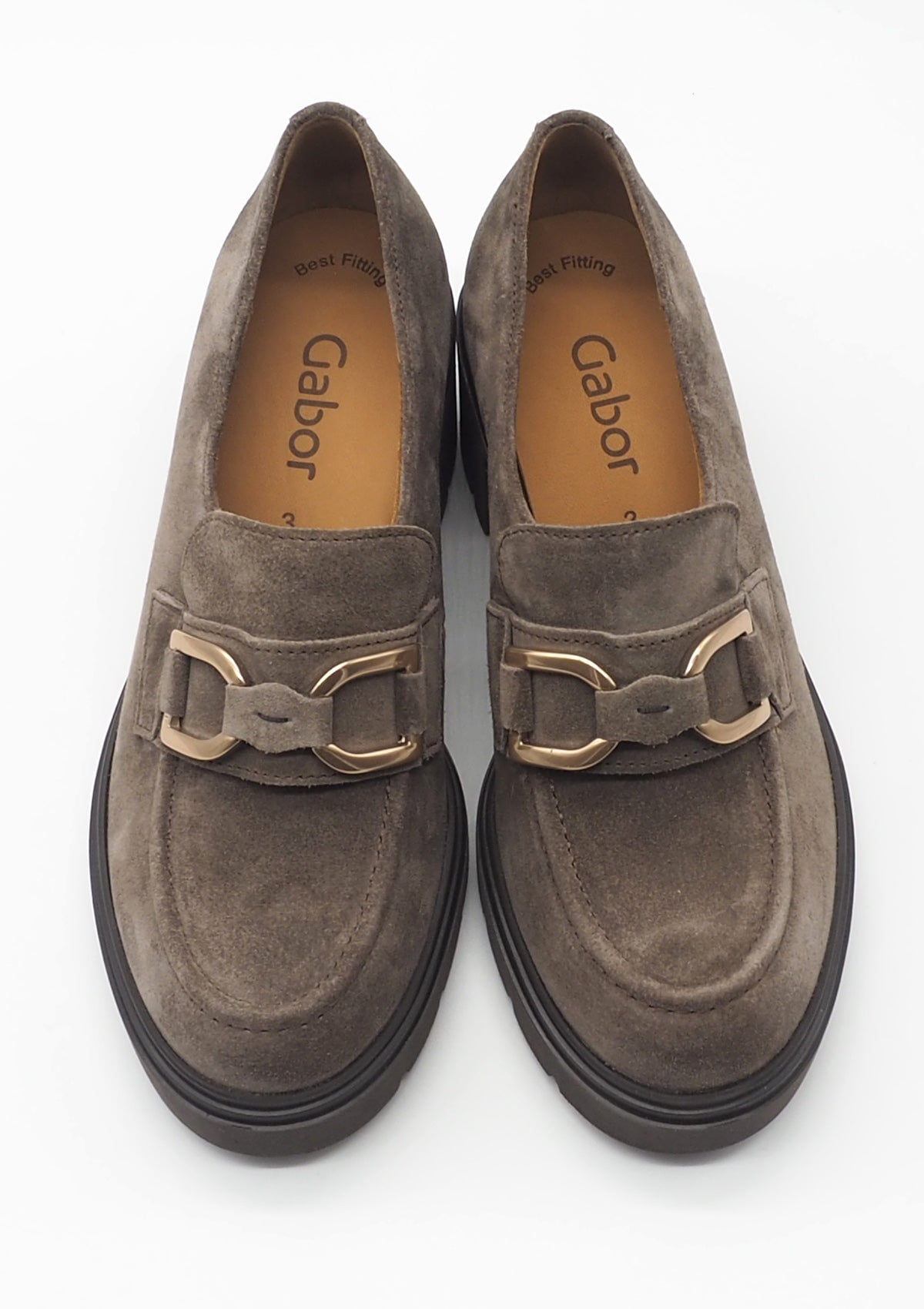 Damen Absatz-Loafer aus Veloursleder in Tope mit Spange - Absatz 5cm Damen Loafers & Schnürer Gabor