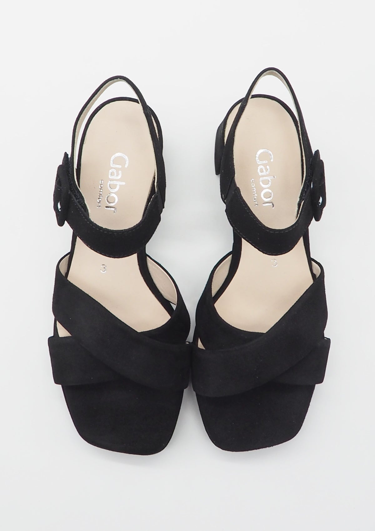 Damen Absatz-Sandale aus Veloursleder in Schwarz - Absatz 6cm Damen Sandalen Gabor