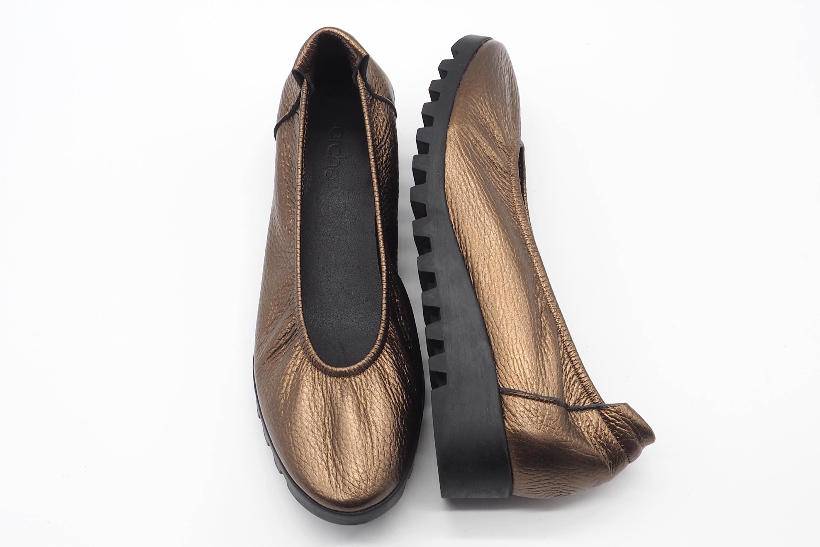 Damen Ballerina aus Hirschleder in Bronze - 3cm Keil - Lomiss Damen Ballerinas Arche
