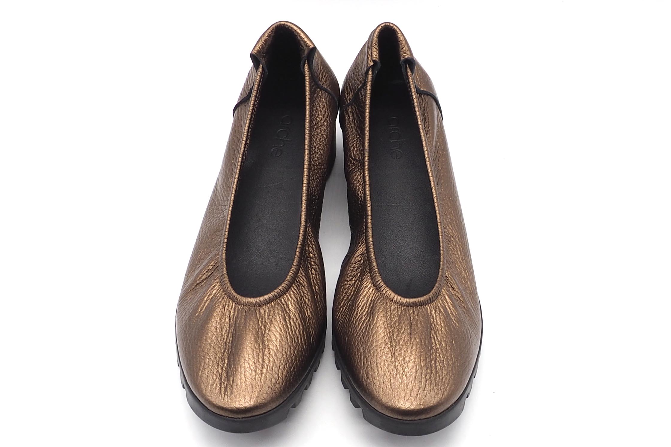 Damen Ballerina aus Hirschleder in Bronze - 3cm Keil - Lomiss Damen Ballerinas Arche