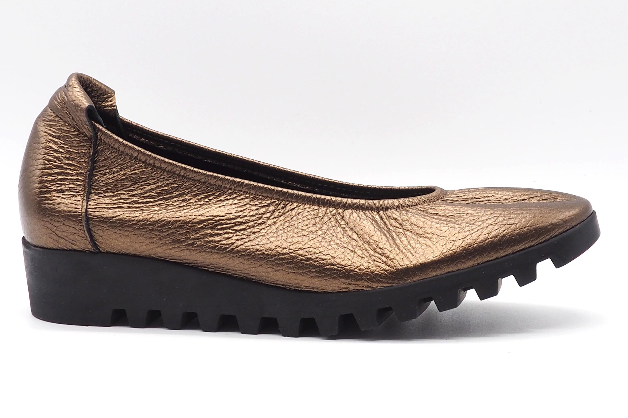 Damen Ballerina aus Hirschleder in Bronze - 3cm Keil - Lomiss Damen Ballerinas Arche