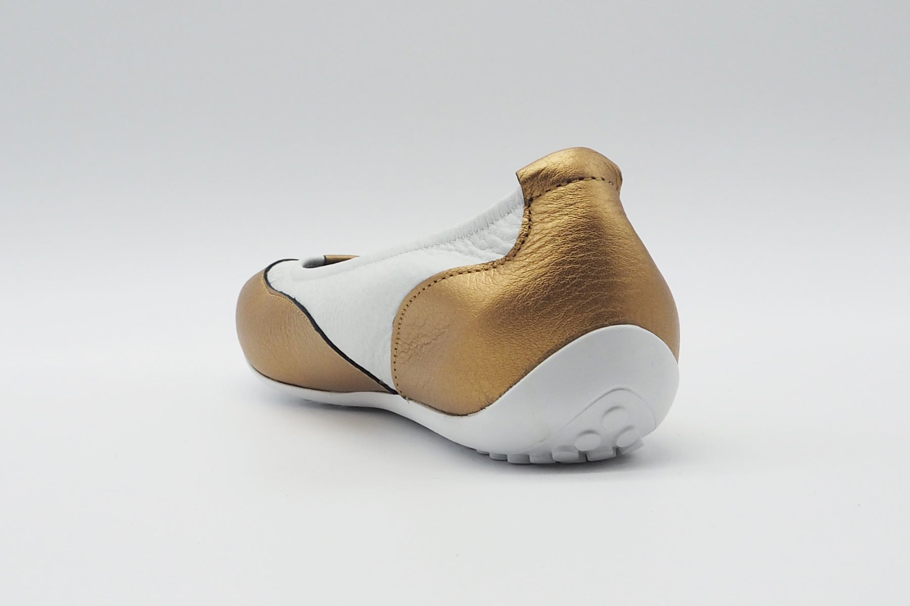 Damen Ballerina aus Leder in Gold & Weiß - Fatali Damen Ballerina Arche