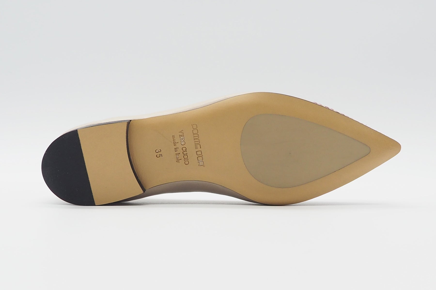 Damen Ballerina aus Leder in Nude mit geflochtener rosa Spitze Damen Ballerinas Pomme D'or