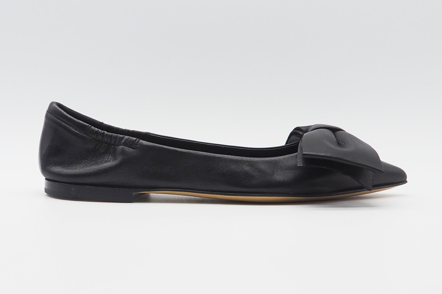 Damen Ballerina aus Leder in Schwarz mit großer Schleife vorne Damen Ballerinas Pomme D'or