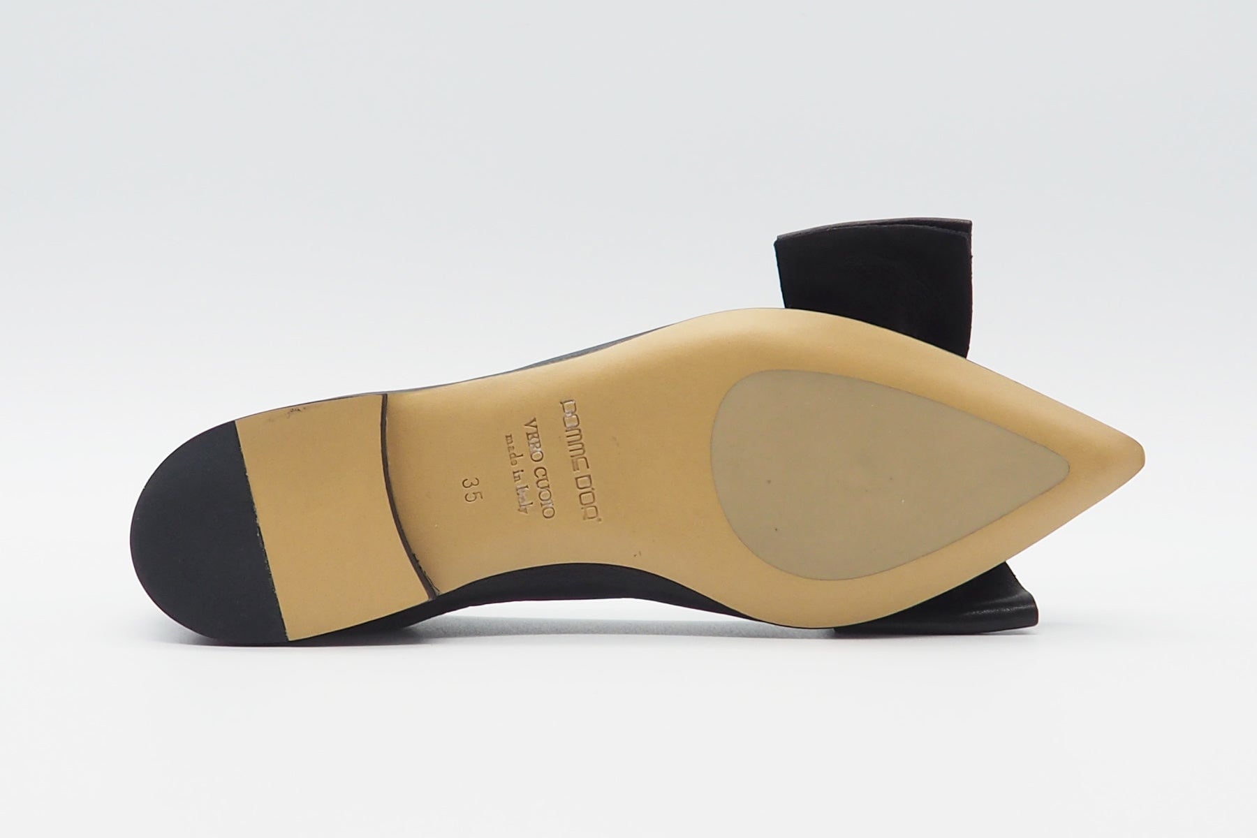 Damen Ballerina aus Leder in Schwarz mit großer Schleife vorne Damen Ballerinas Pomme D'or