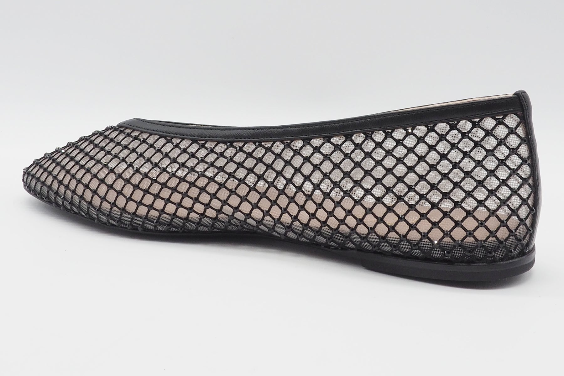 Damen Ballerina aus Mesh & Leder mit Strasssteinen besetzt in Schwarz Damen Ballerinas Promenade