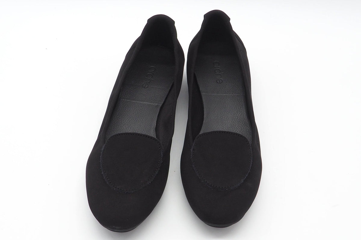 Damen Ballerina aus Nubukleder in Schwarz - Absatz 2cm - Nirano Damen Ballerinas Arche