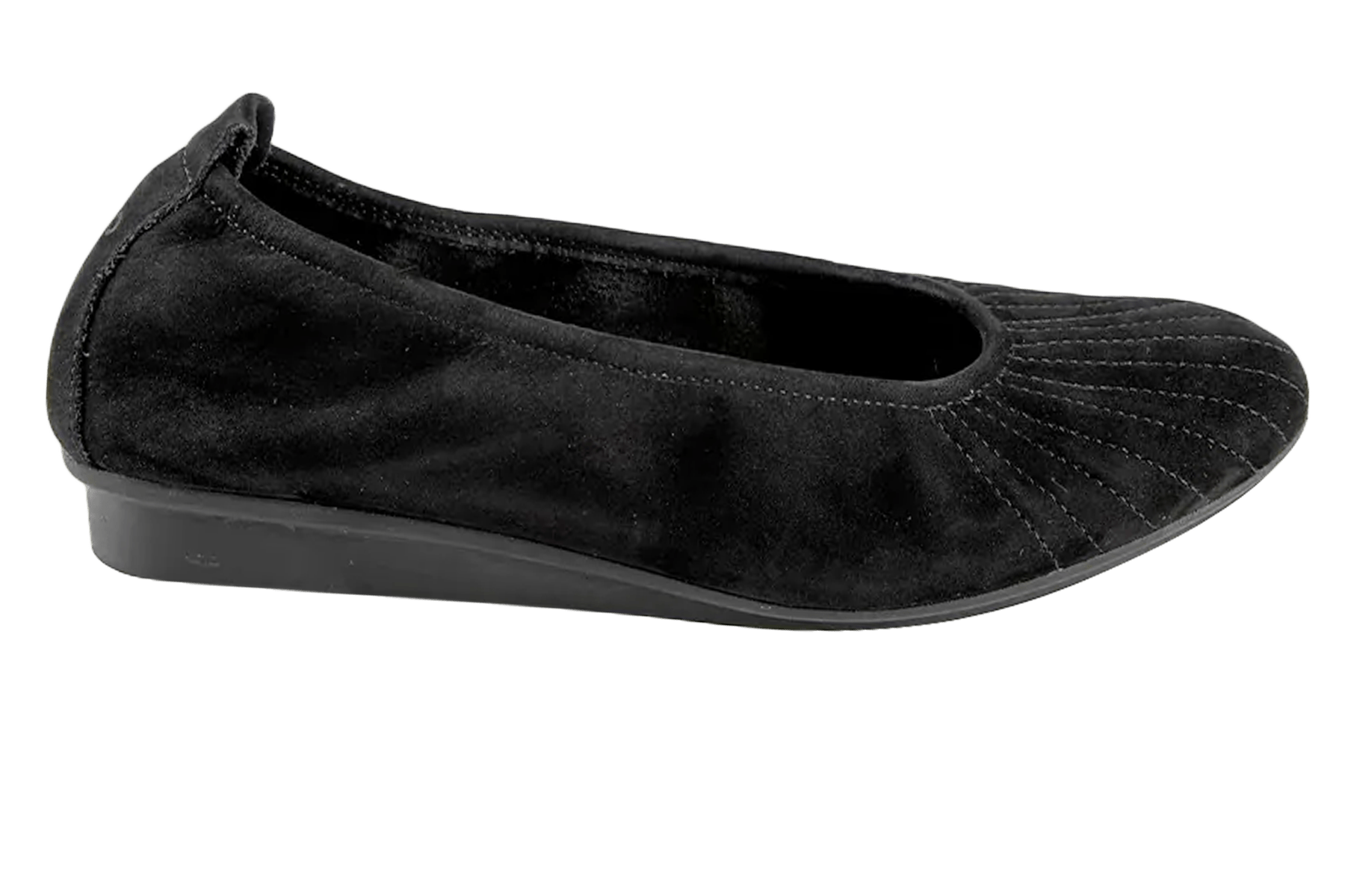 Damen Ballerina aus Nubukleder in Schwarz mit Naturkautschuksohle - Nikako Damen Ballerinas Arche