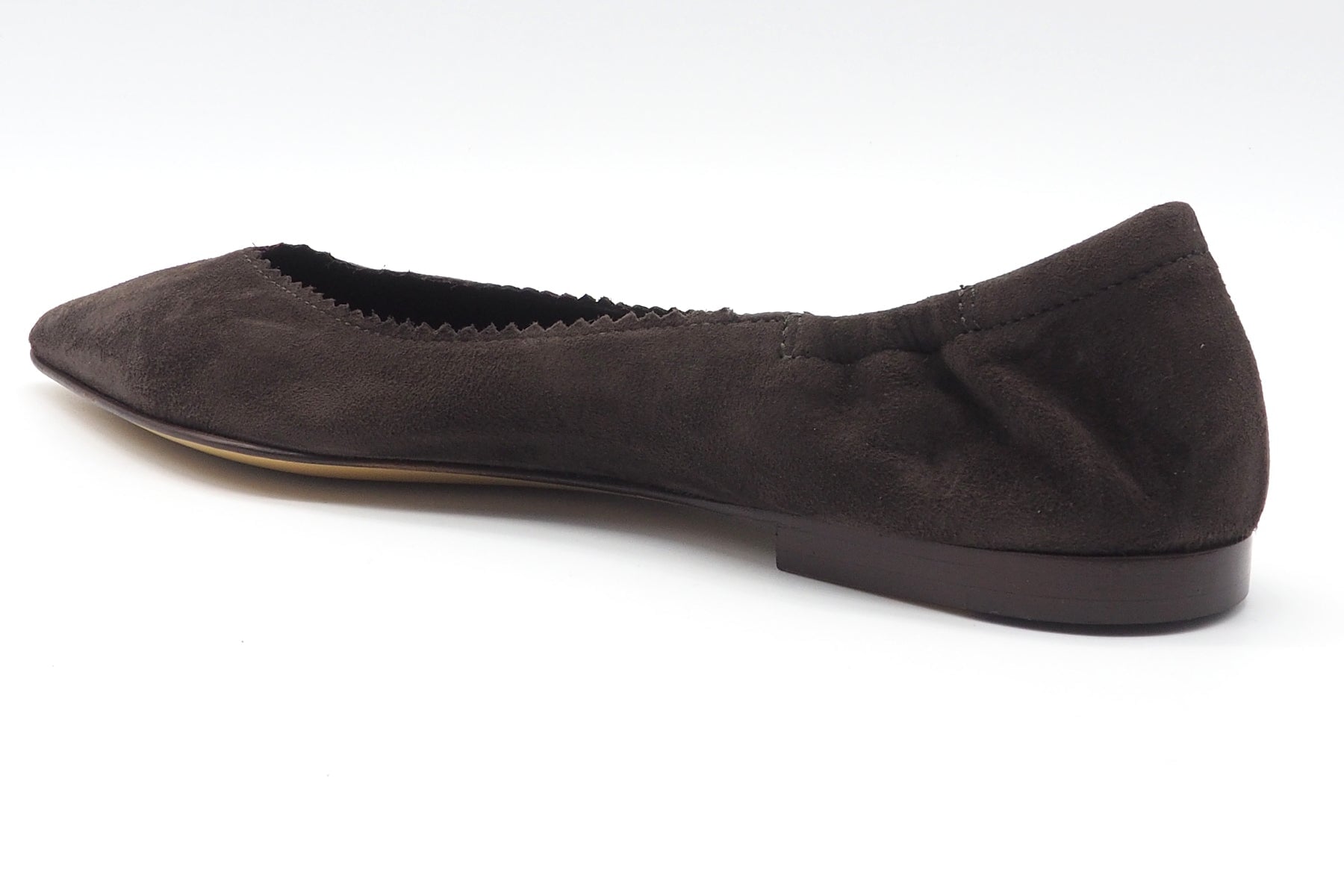Damen Ballerina aus Velours in Dunkelbraun - spitzer Leisten Damen Ballerinas Pomme D'or
