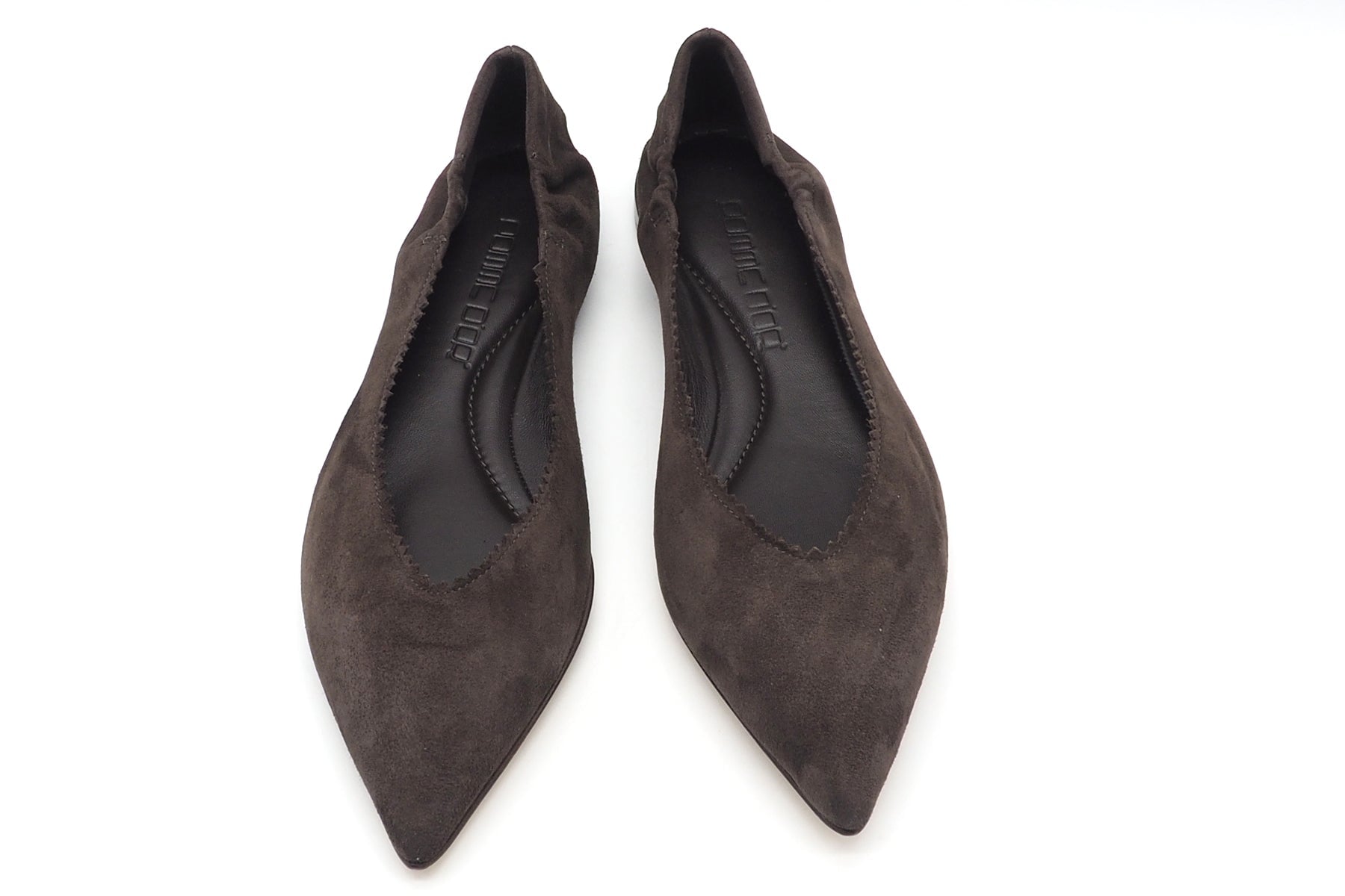 Damen Ballerina aus Velours in Dunkelbraun - spitzer Leisten Damen Ballerinas Pomme D'or