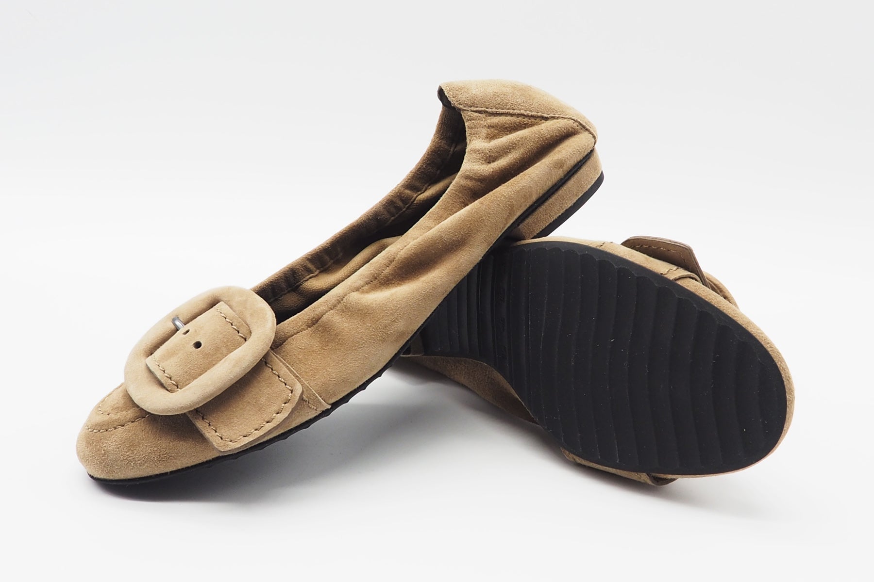 Damen Ballerina aus Veloursleder in Camel - Malu Damen Ballerinas Kennel & Schmenger