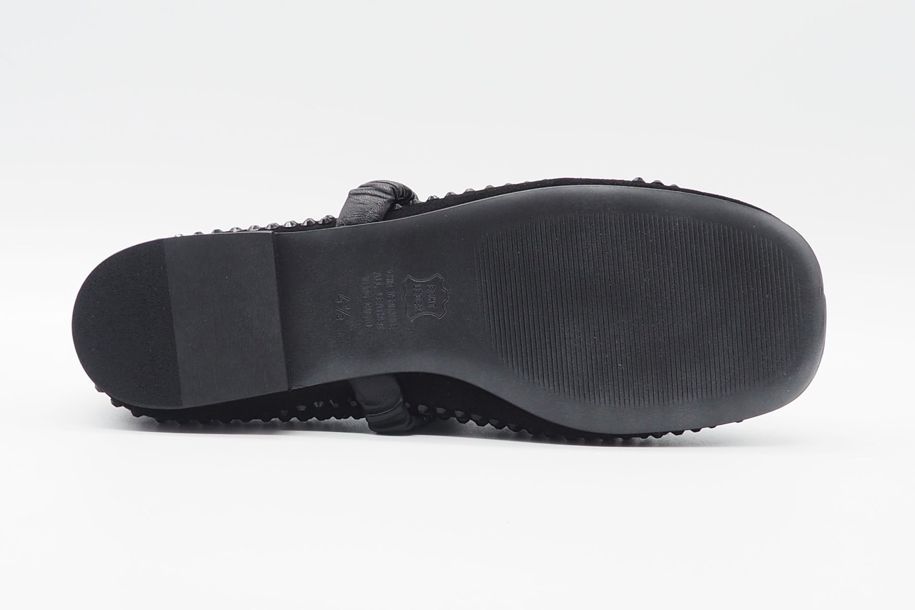 Damen Ballerina in Karreeform aus Veloursleder in Schwarz mit Ristband und Straßsteinen Damen Ballerinas Kennel & Schmenger