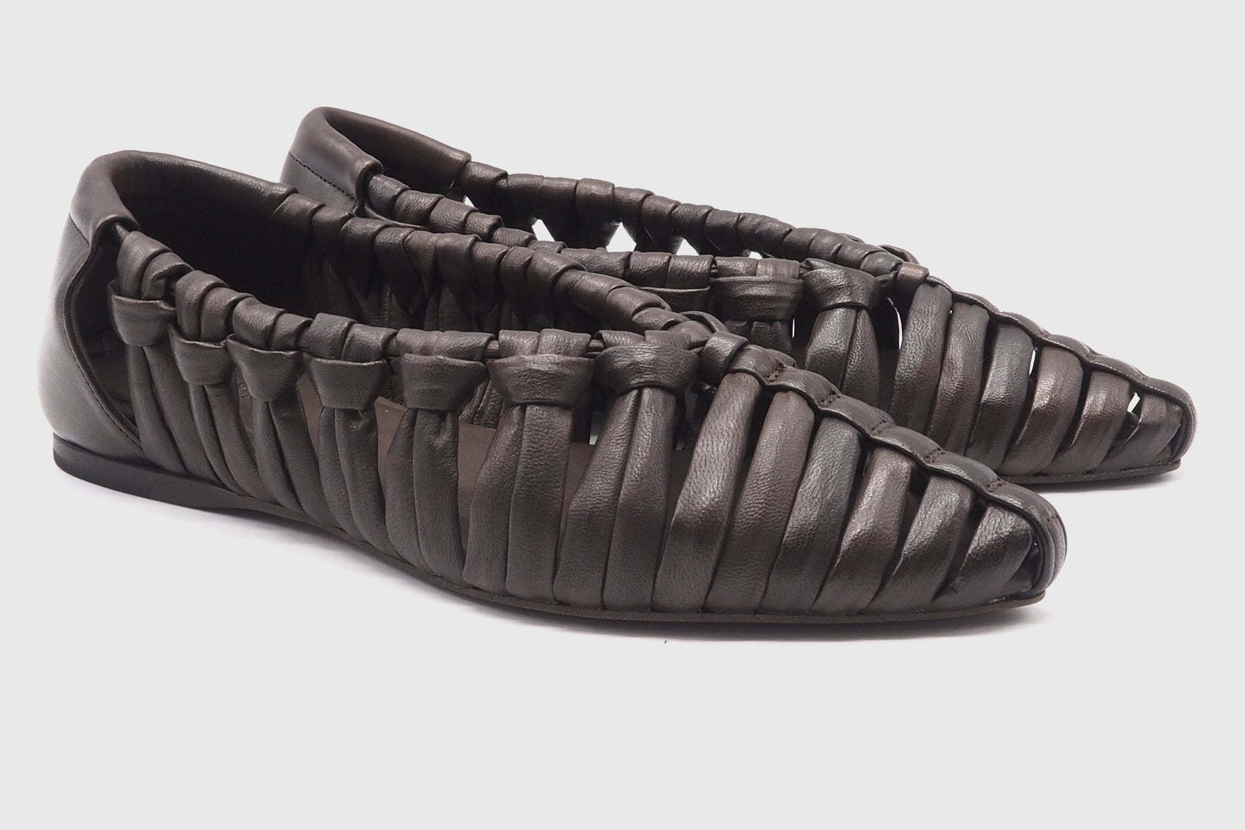 Damen Ballerina von Hand geflochten in Dunkelbraun - ein Kunstwerk Damen Ballerina Pantanetti