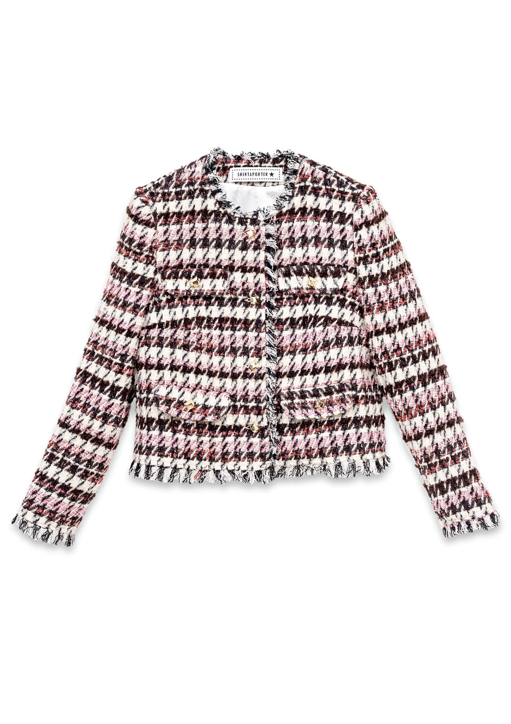 Damen Blazer aus Tweed - einreihig geknöpft - in Rosé, Creme & Schwarz Damen Blazer SHIRTAPORTER