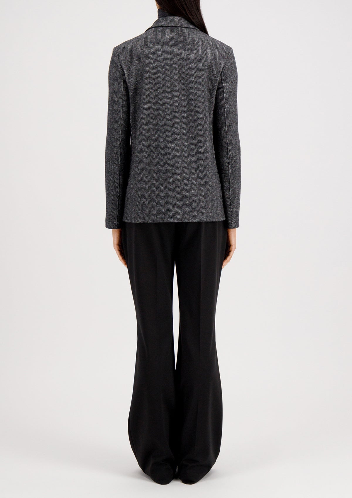Damen Blazer mit Stehkragen - Fischgrätmuster in Grau & Schwarz Damen Blazer Harris Wharf London