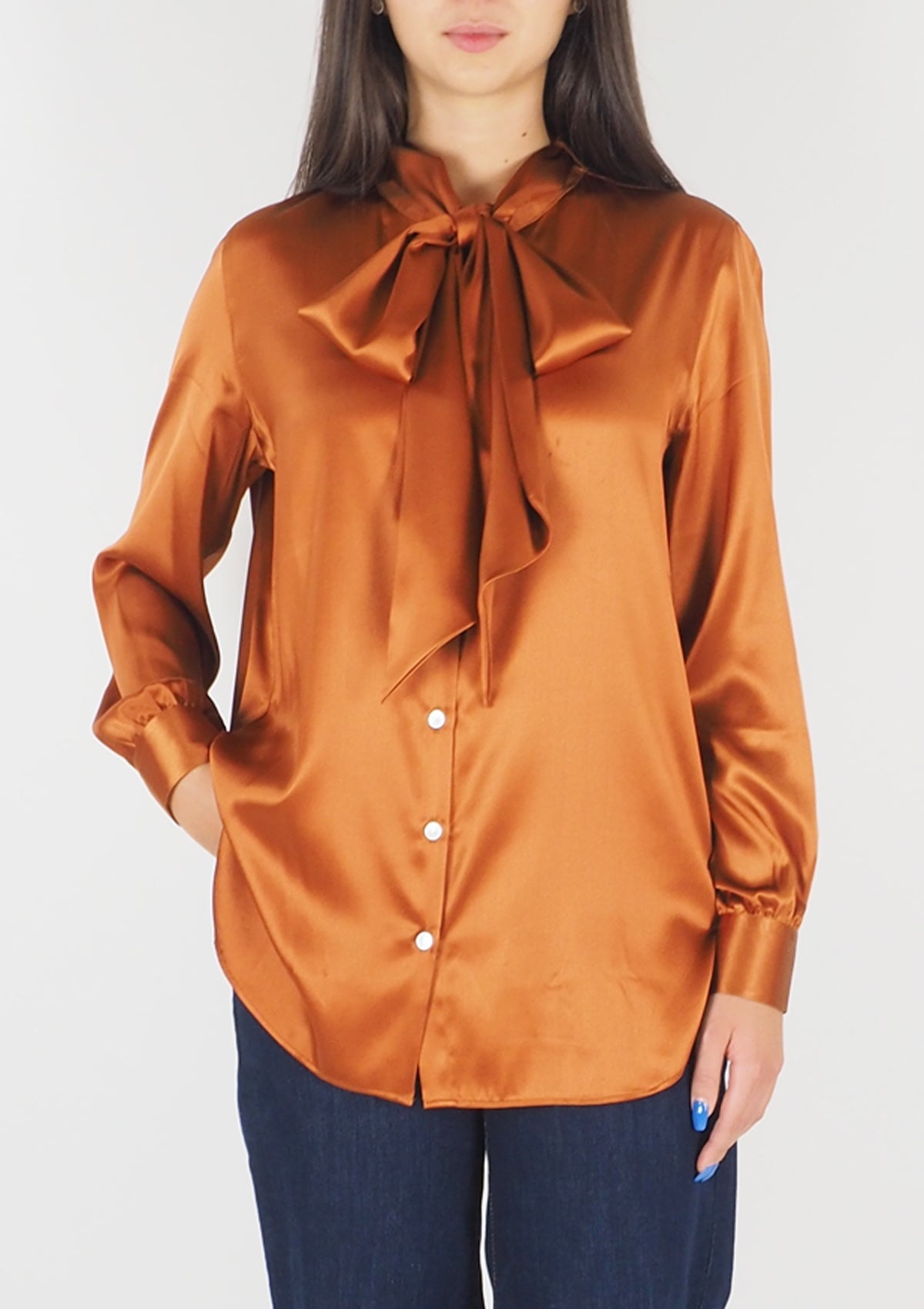 Damen Bluse aus Seide in Bronze - Ferrara Damen Bluse 24 Blooming