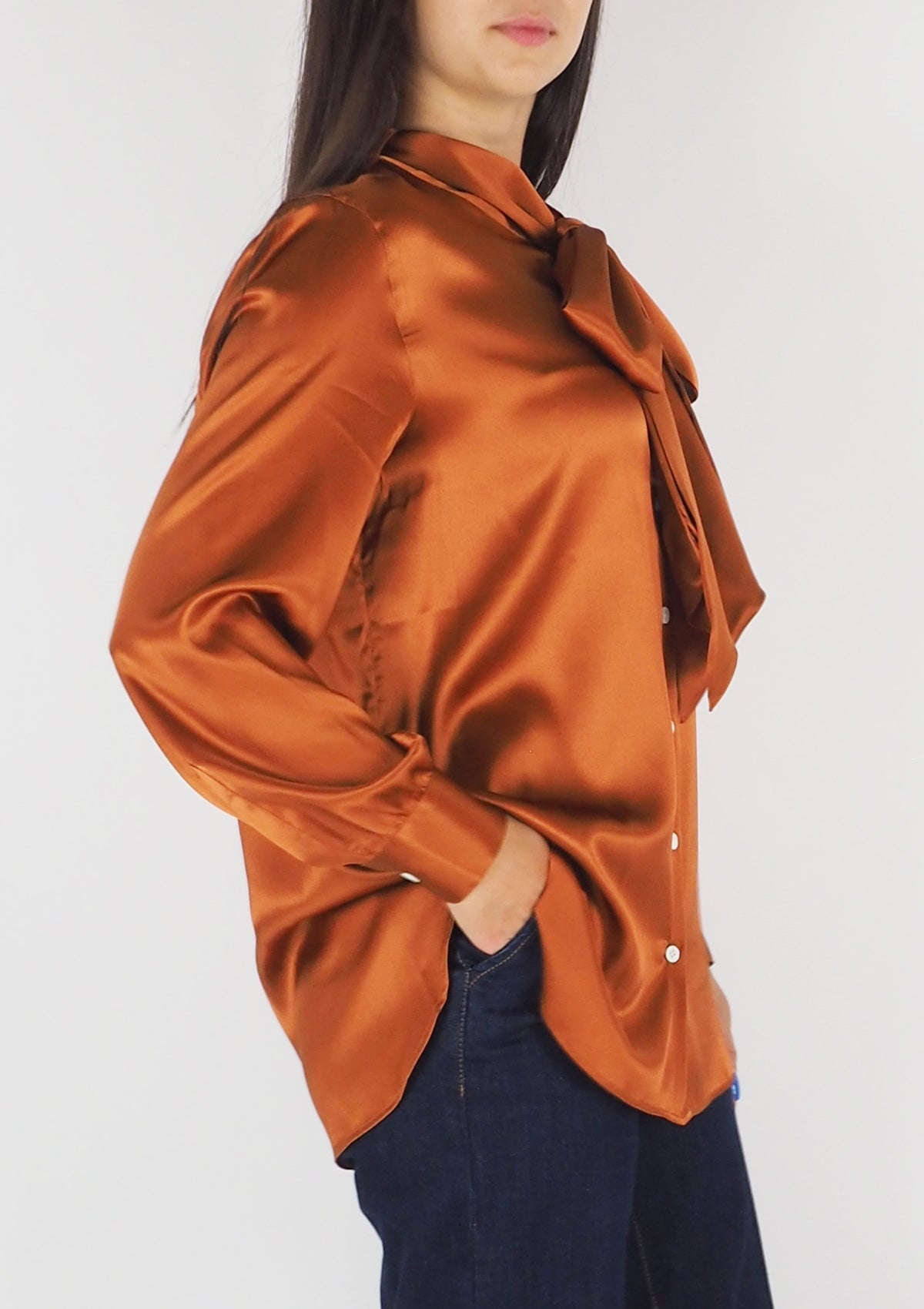 Damen Bluse aus Seide in Bronze - Ferrara Damen Bluse 24 Blooming