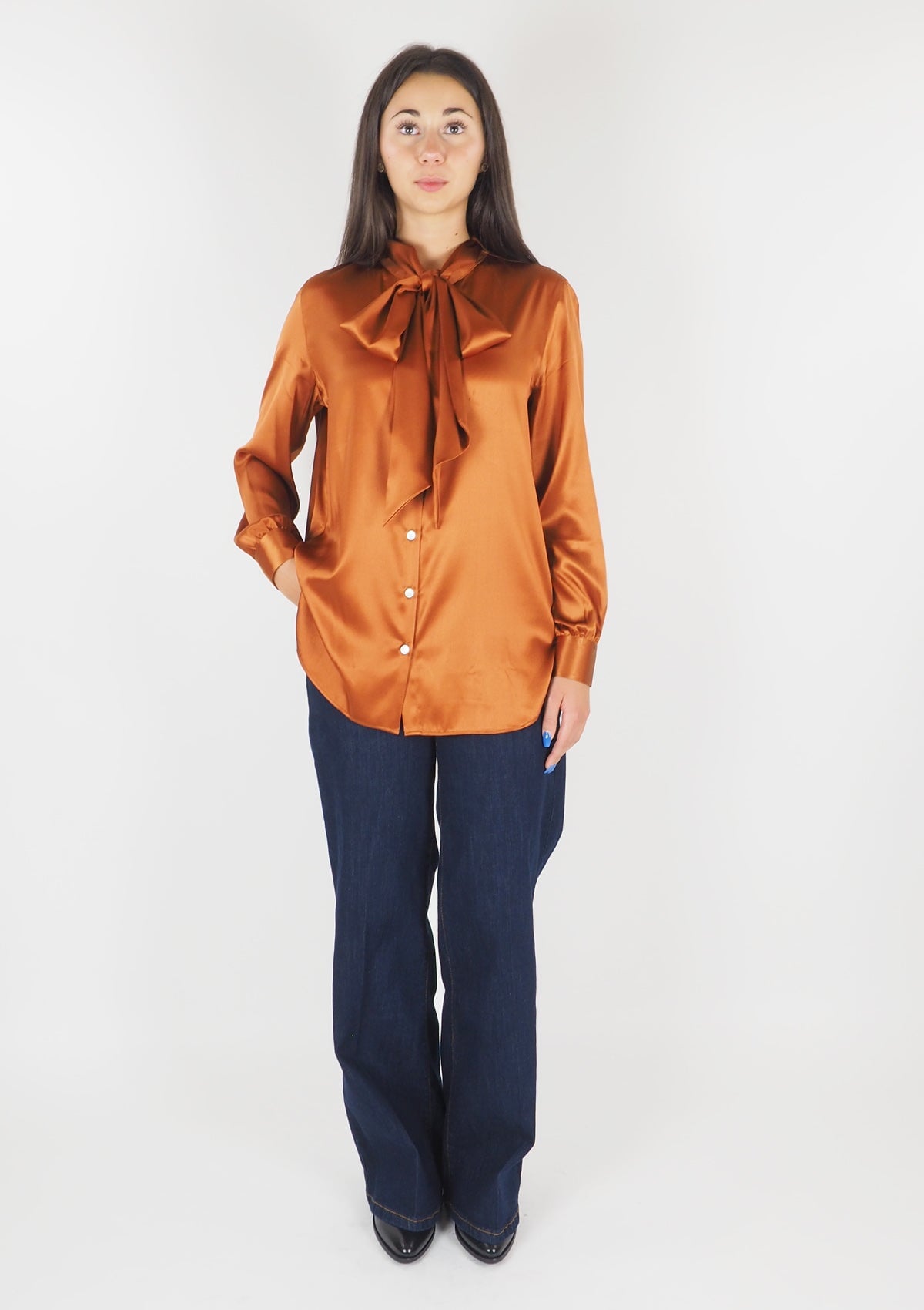 Damen Bluse aus Seide in Bronze - Ferrara Damen Bluse 24 Blooming