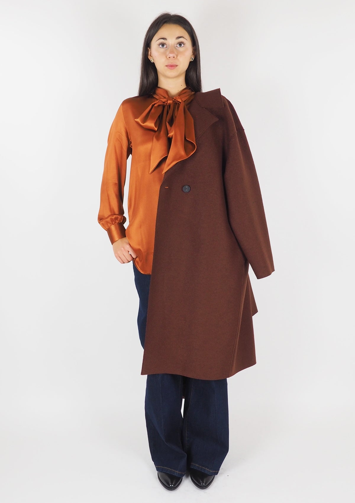 Damen Bluse aus Seide in Bronze - Ferrara Damen Bluse 24 Blooming