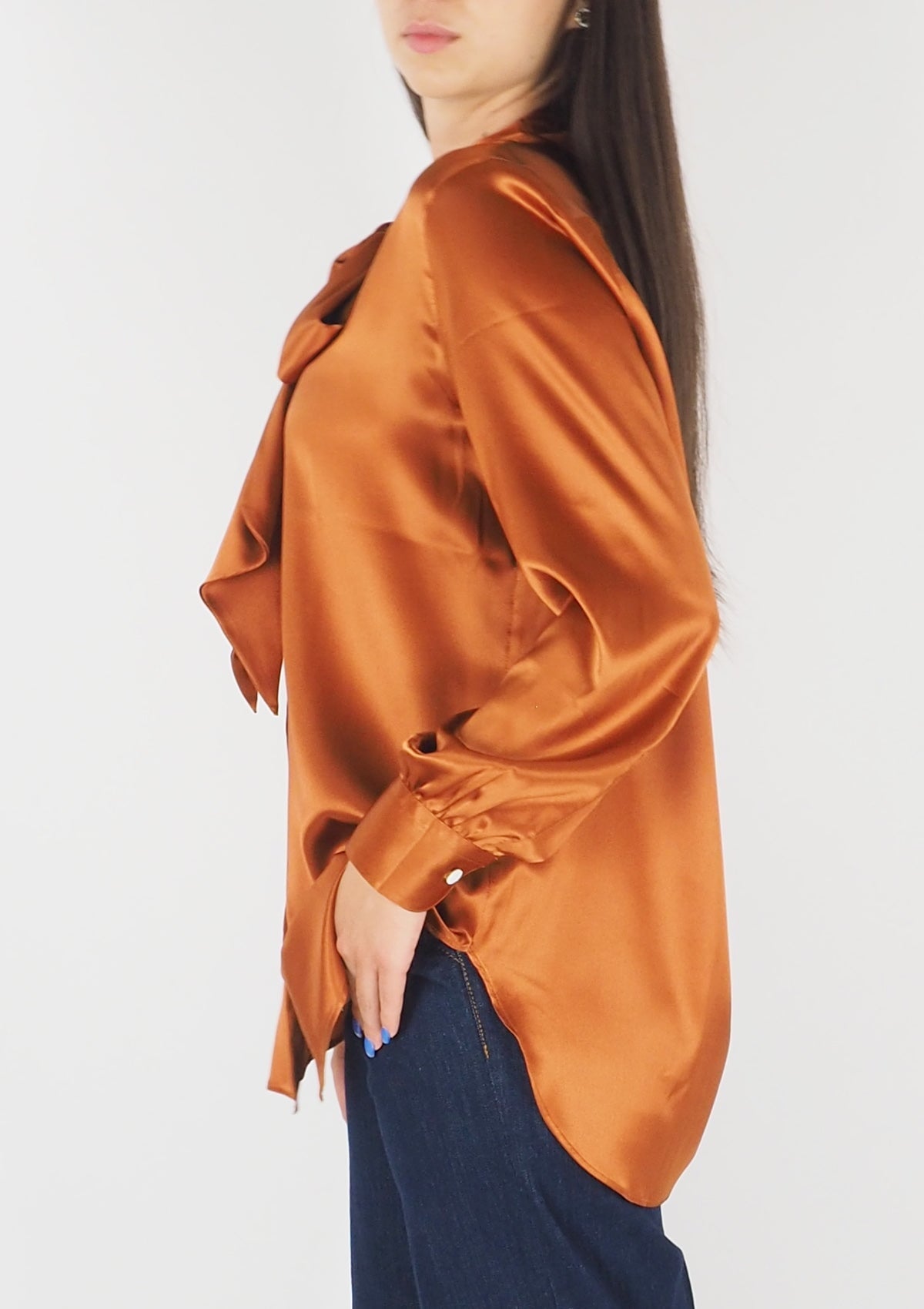 Damen Bluse aus Seide in Bronze - Ferrara Damen Bluse 24 Blooming