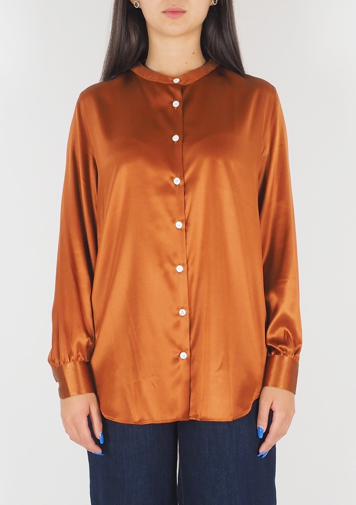 Damen Bluse aus Seide in Bronze - Ferrara Damen Bluse 24 Blooming